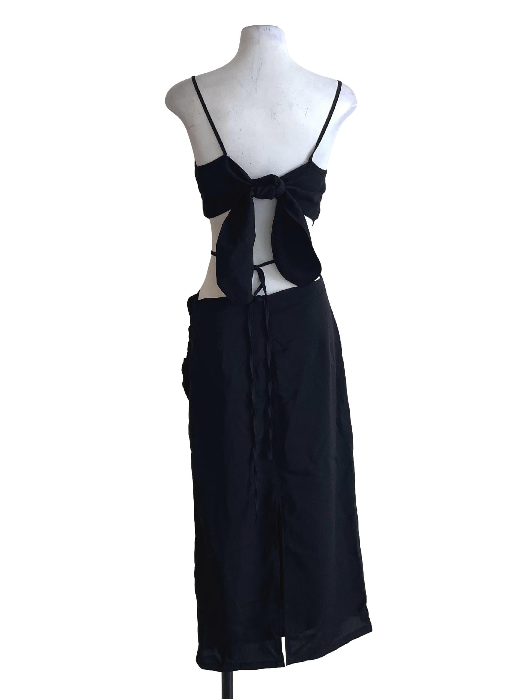 Black Silky Cut Out Dress