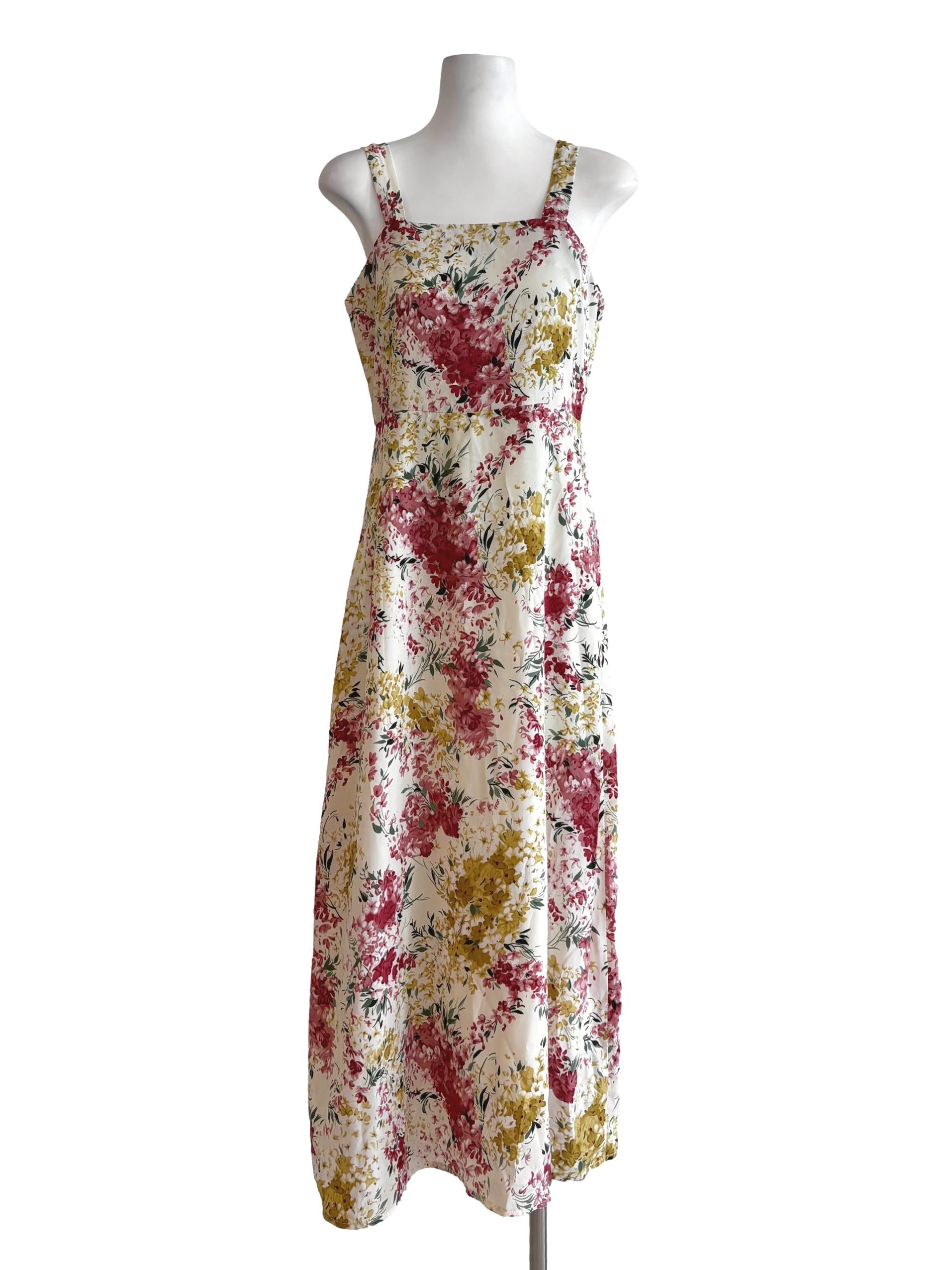 Cornsilk Floral Apron Neck Dress TEM