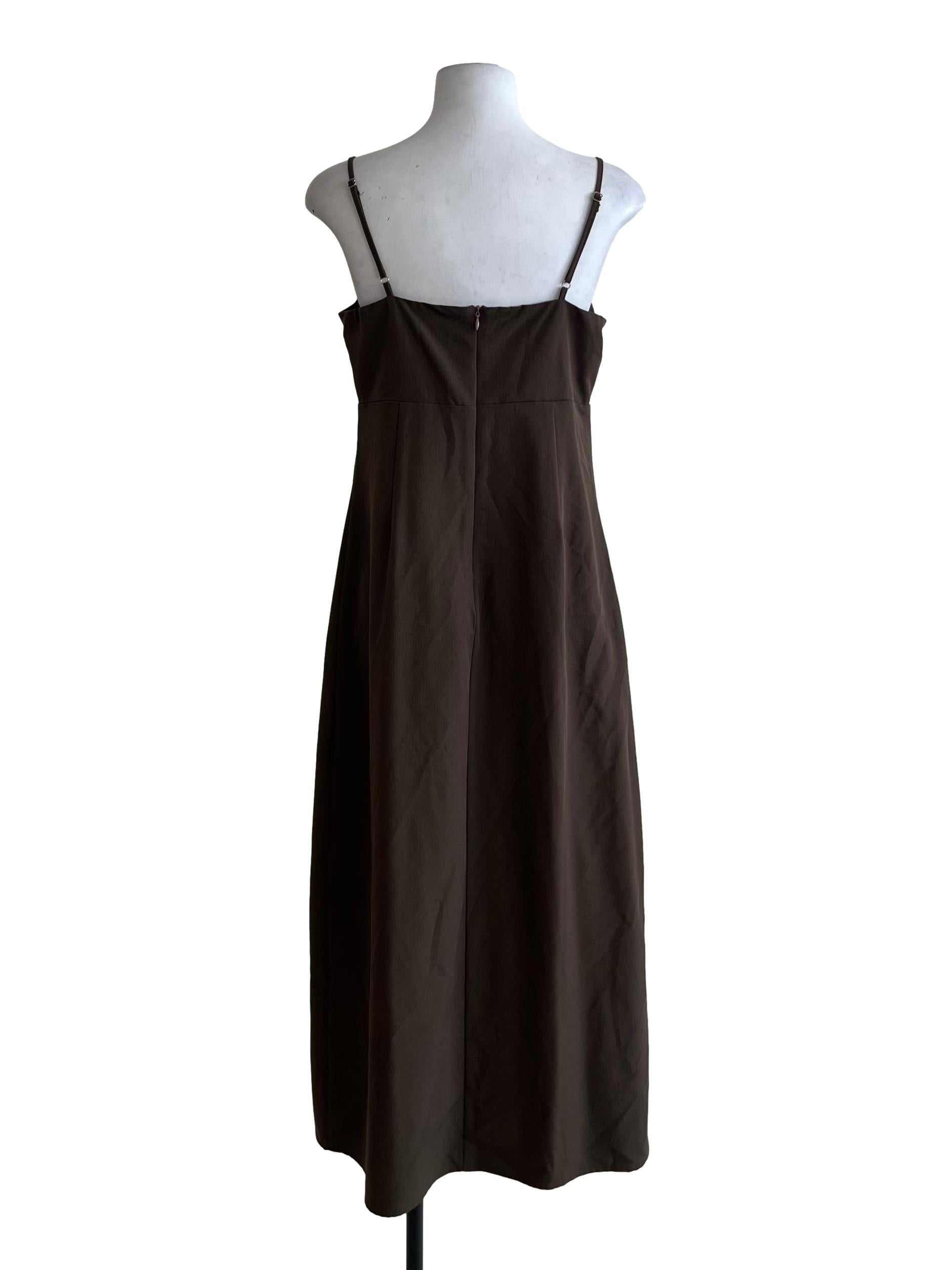 Cedar Brown Spaghetti Strap Jumper Dress