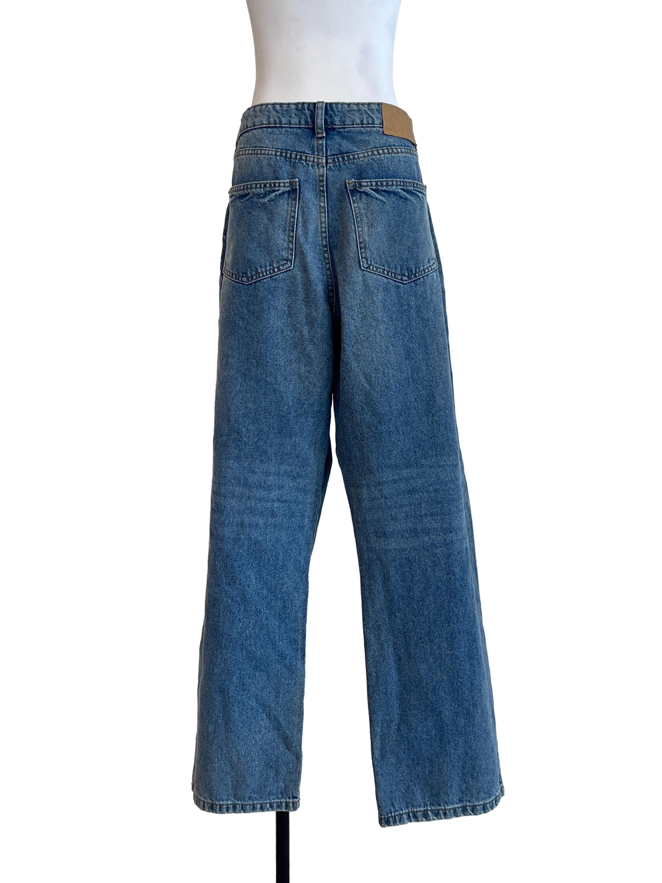 Wash Blue Loose Straight Jeans
