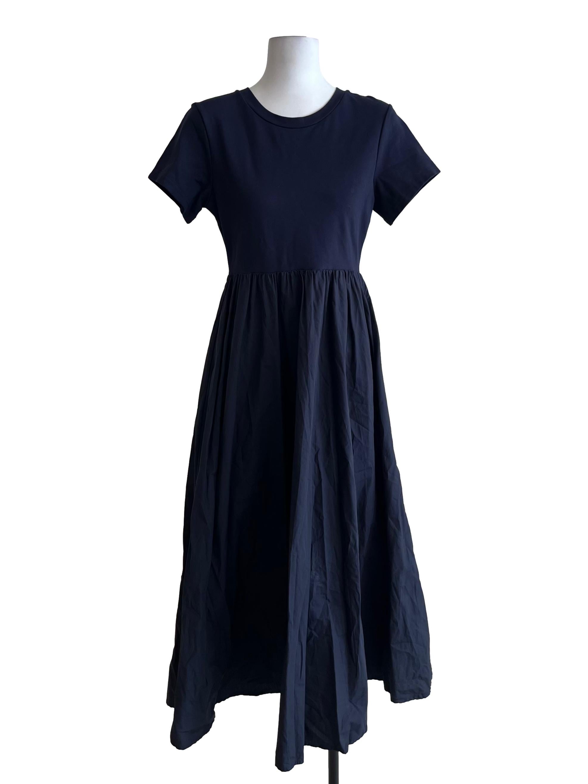 Navy Blue Jewel Neckline Empire Dress
