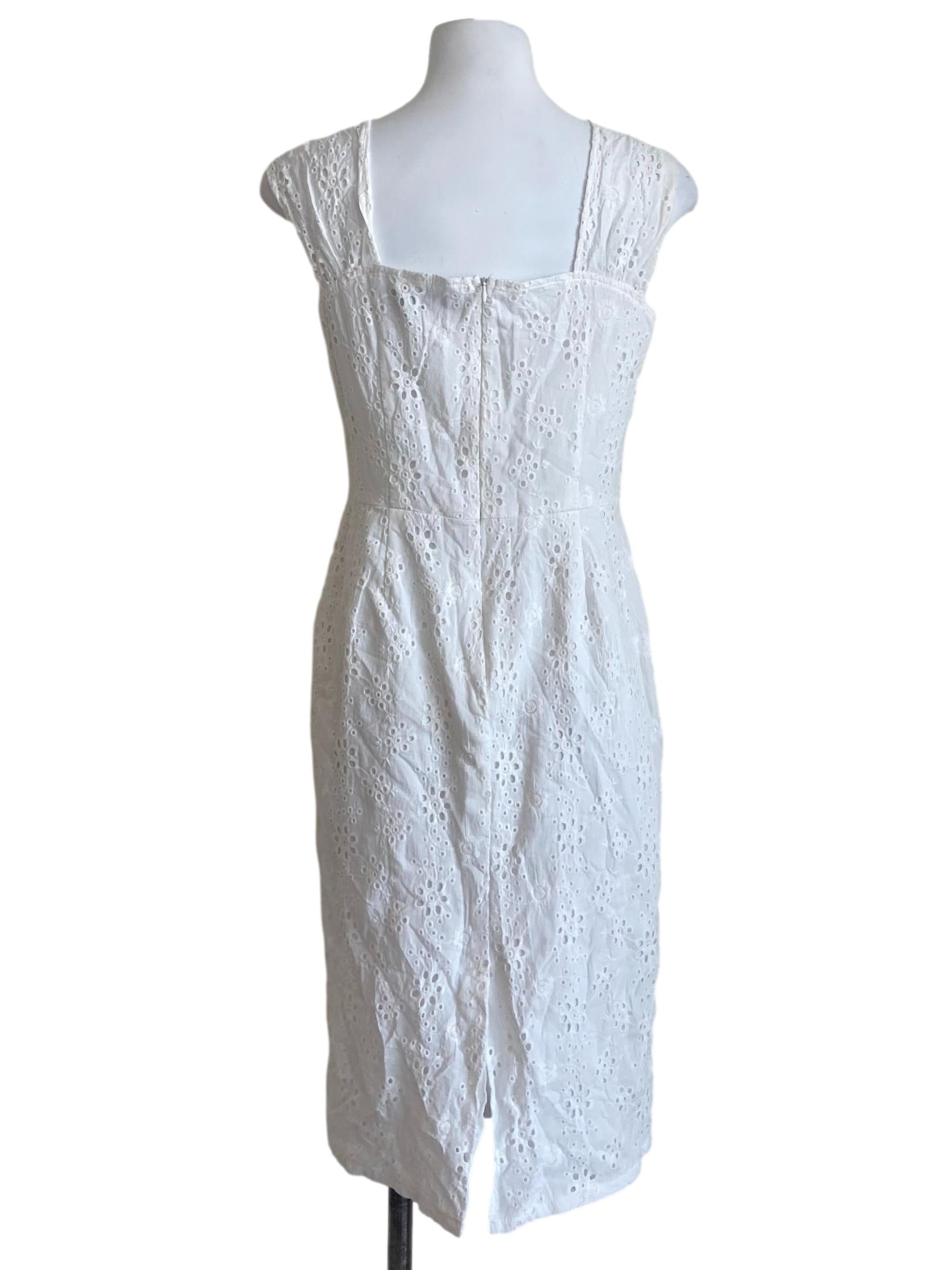 White Floral Embroidery Apron Dress