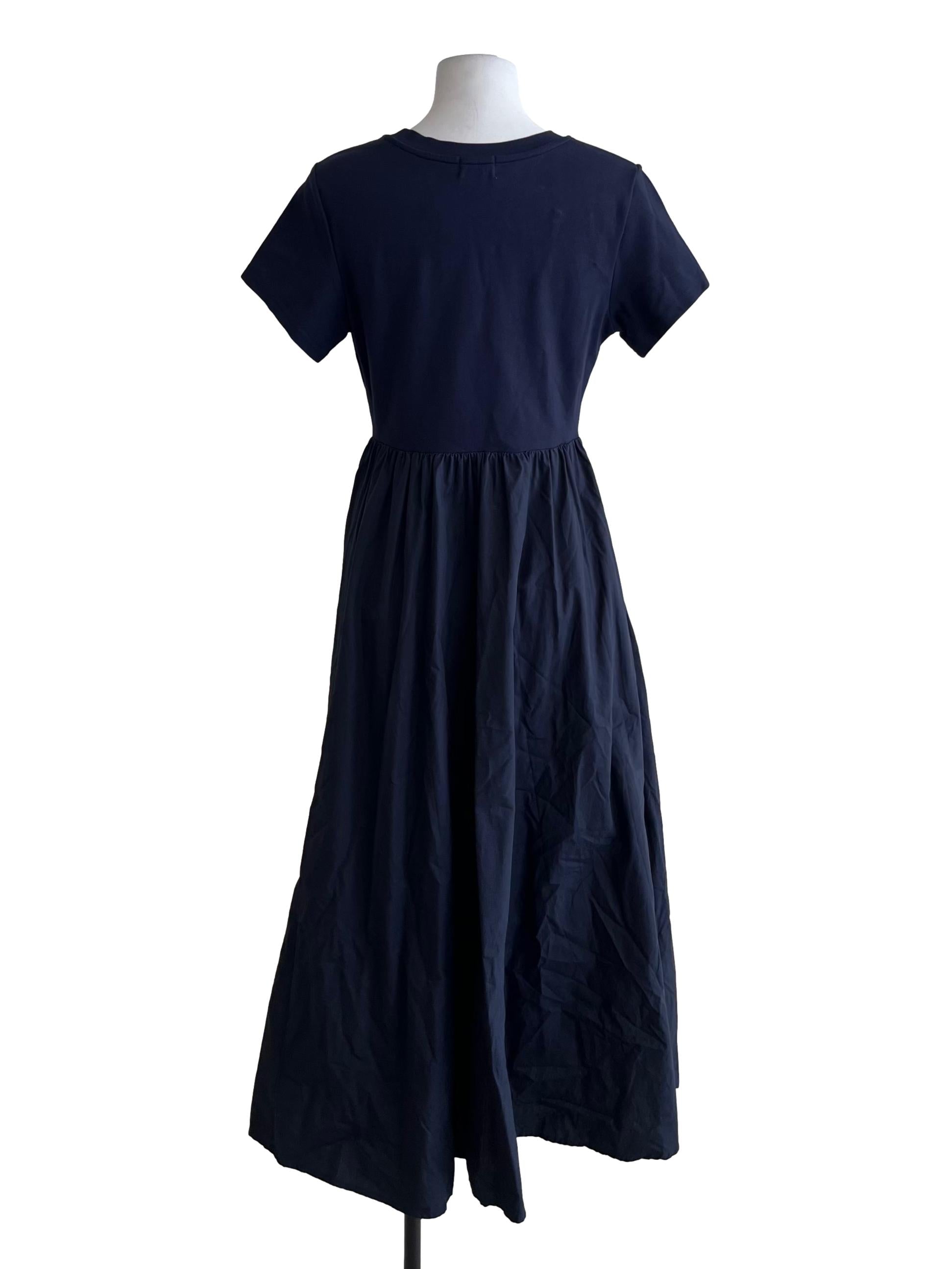 Navy Blue Jewel Neckline Empire Dress