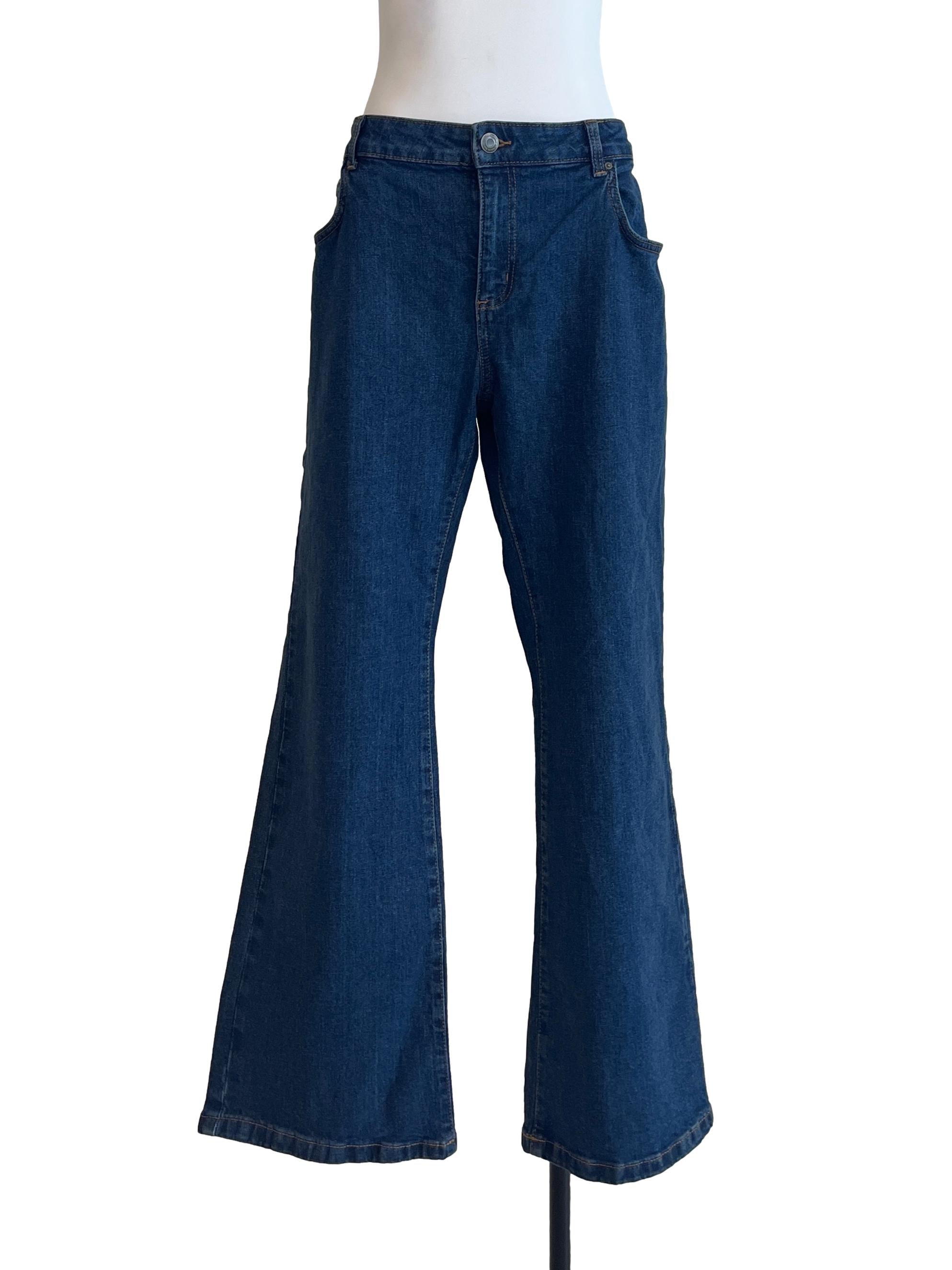 Denim Blue Stretch Bootleg Jeans