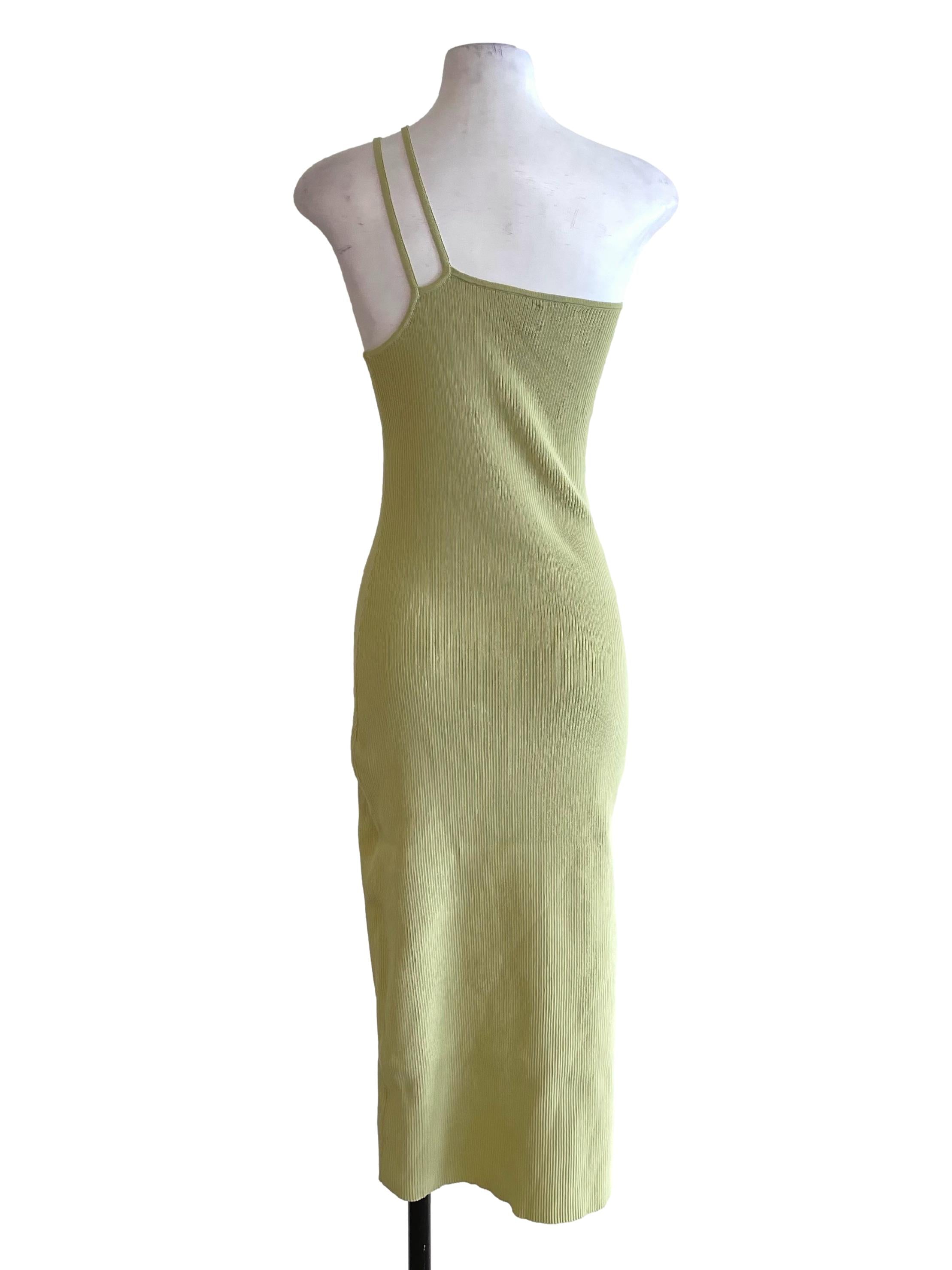 Light Green Hollow Asymmetric Knit Dress