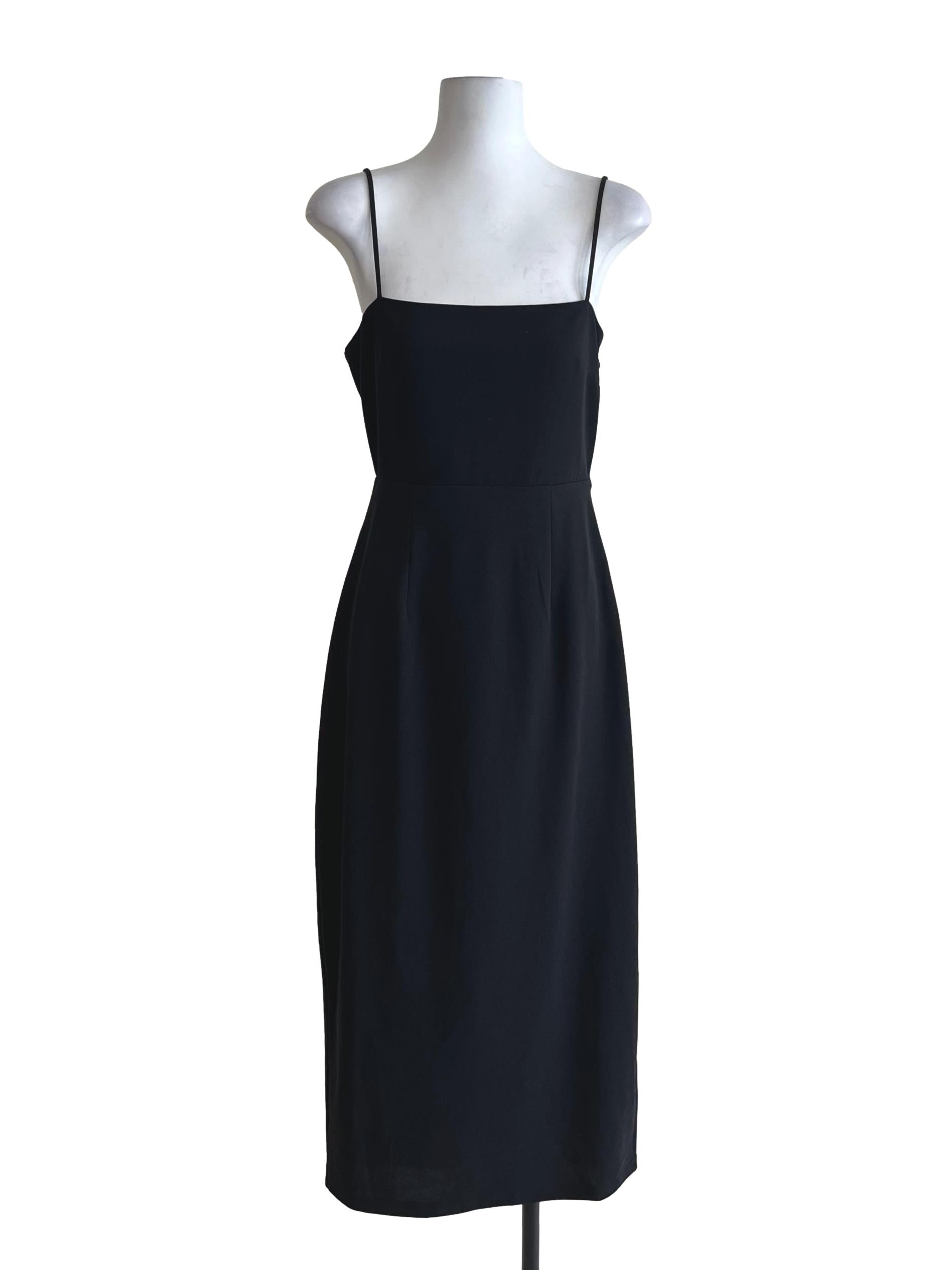 Black Spaghetti Strap A-Line Dress