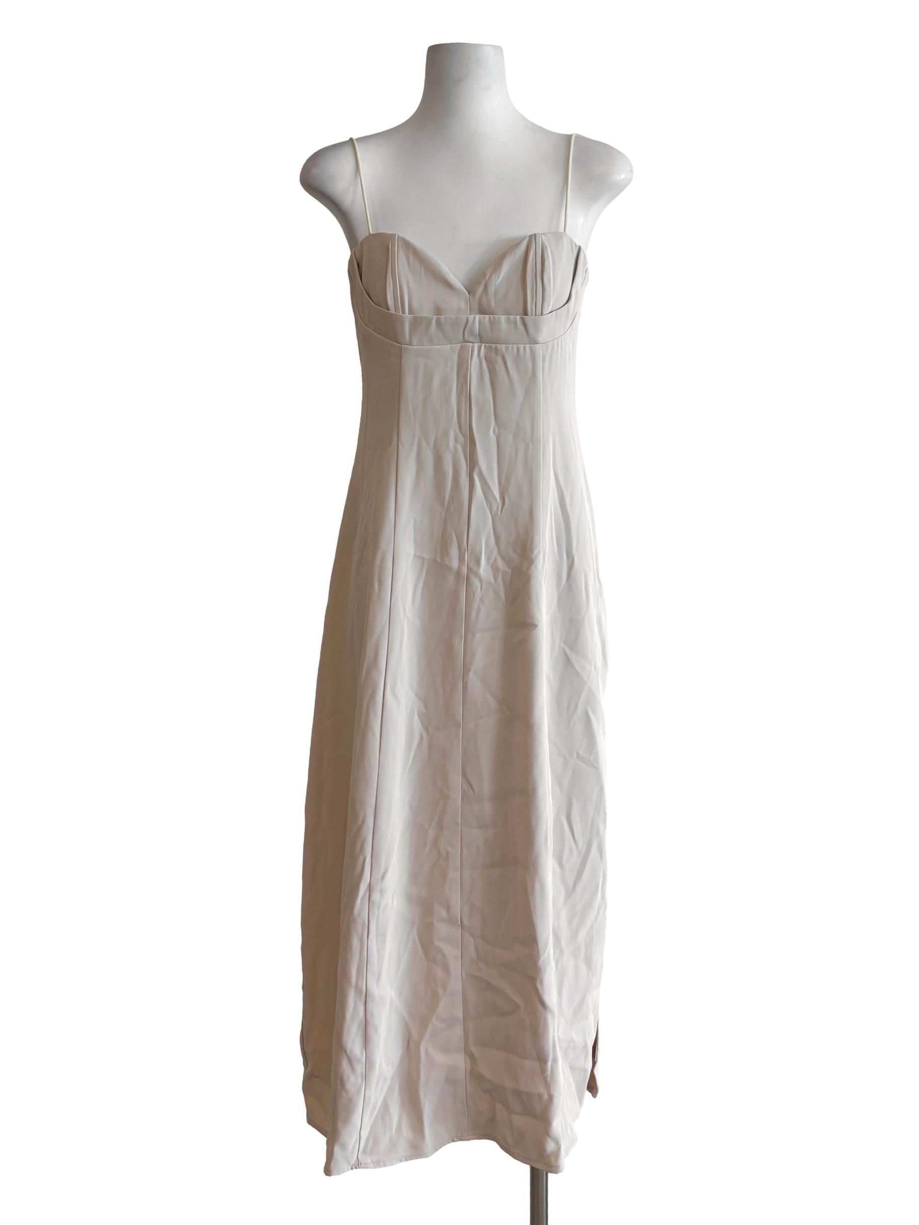 Beige Spaghetti Strap Sweetheart Slip Dress
