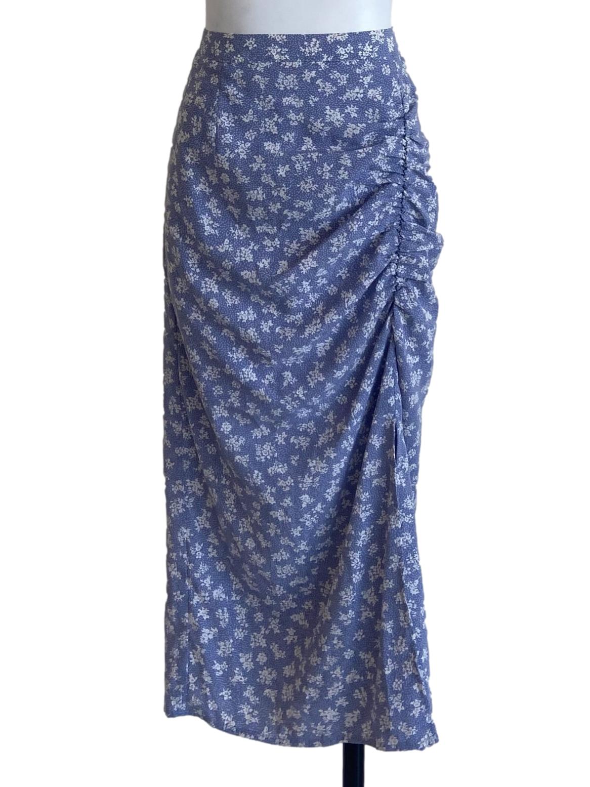 Purple Floral Slit Skirt