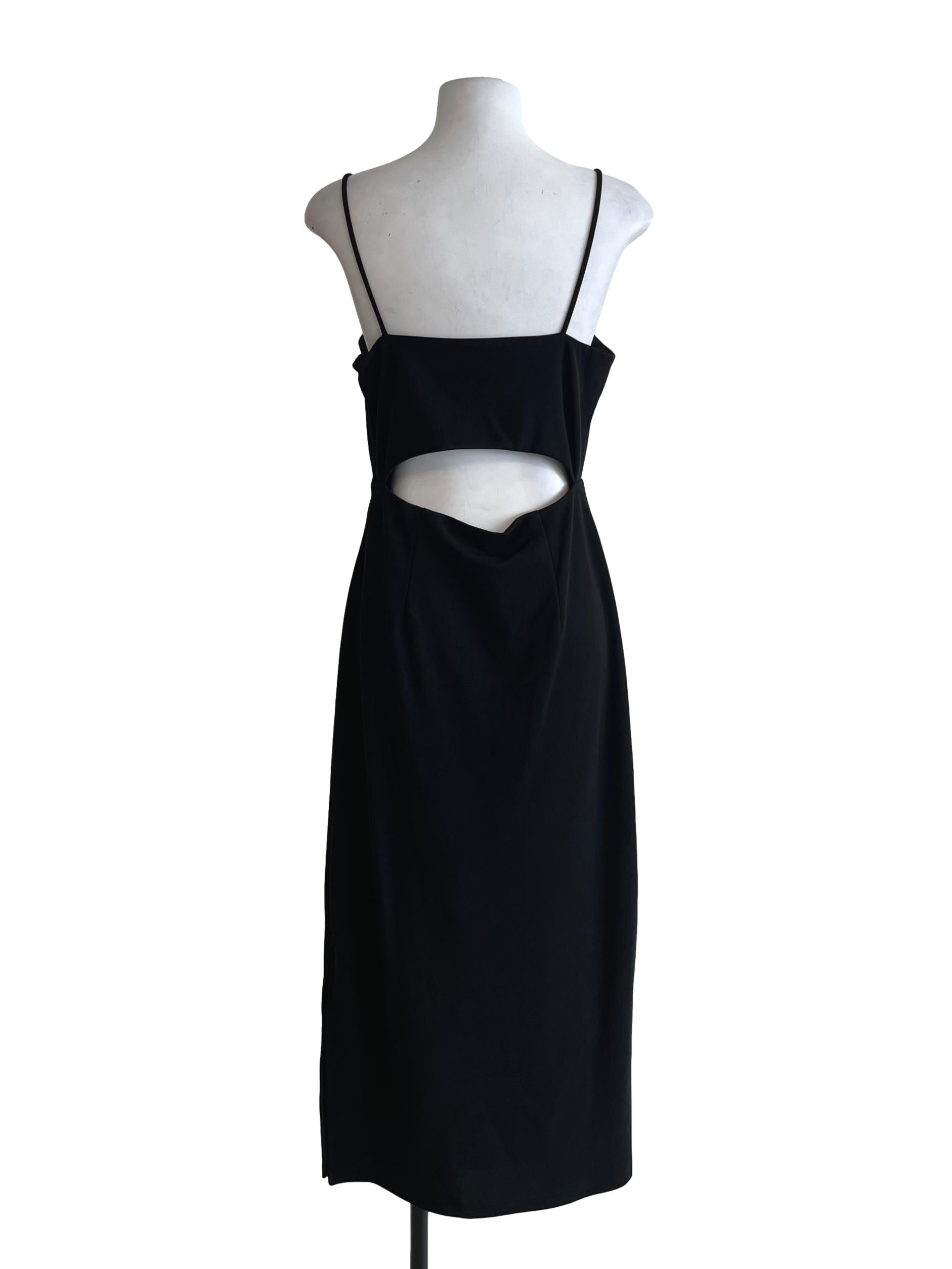 Black Spaghetti Strap A-Line Dress