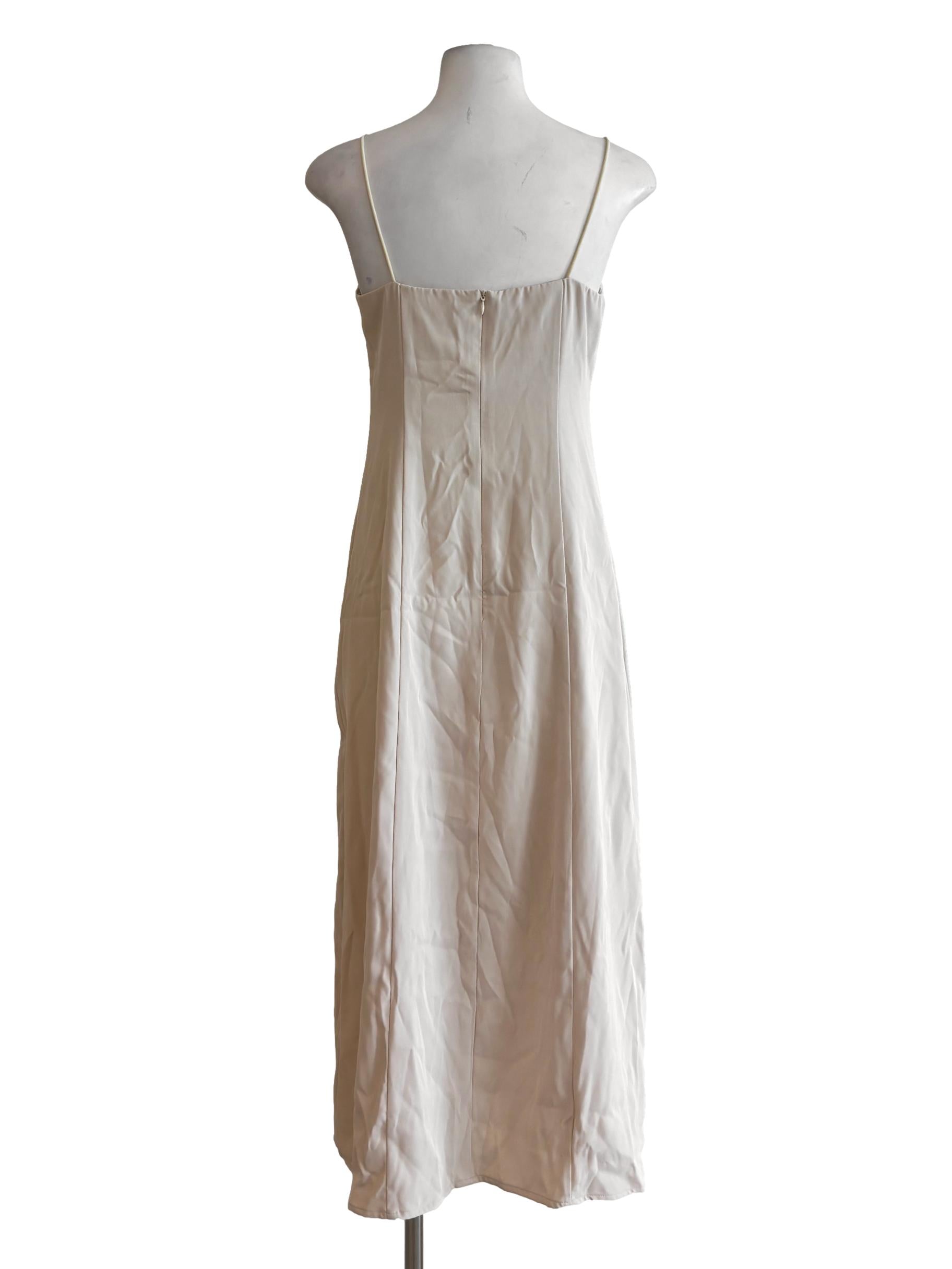 Beige Spaghetti Strap Sweetheart Slip Dress