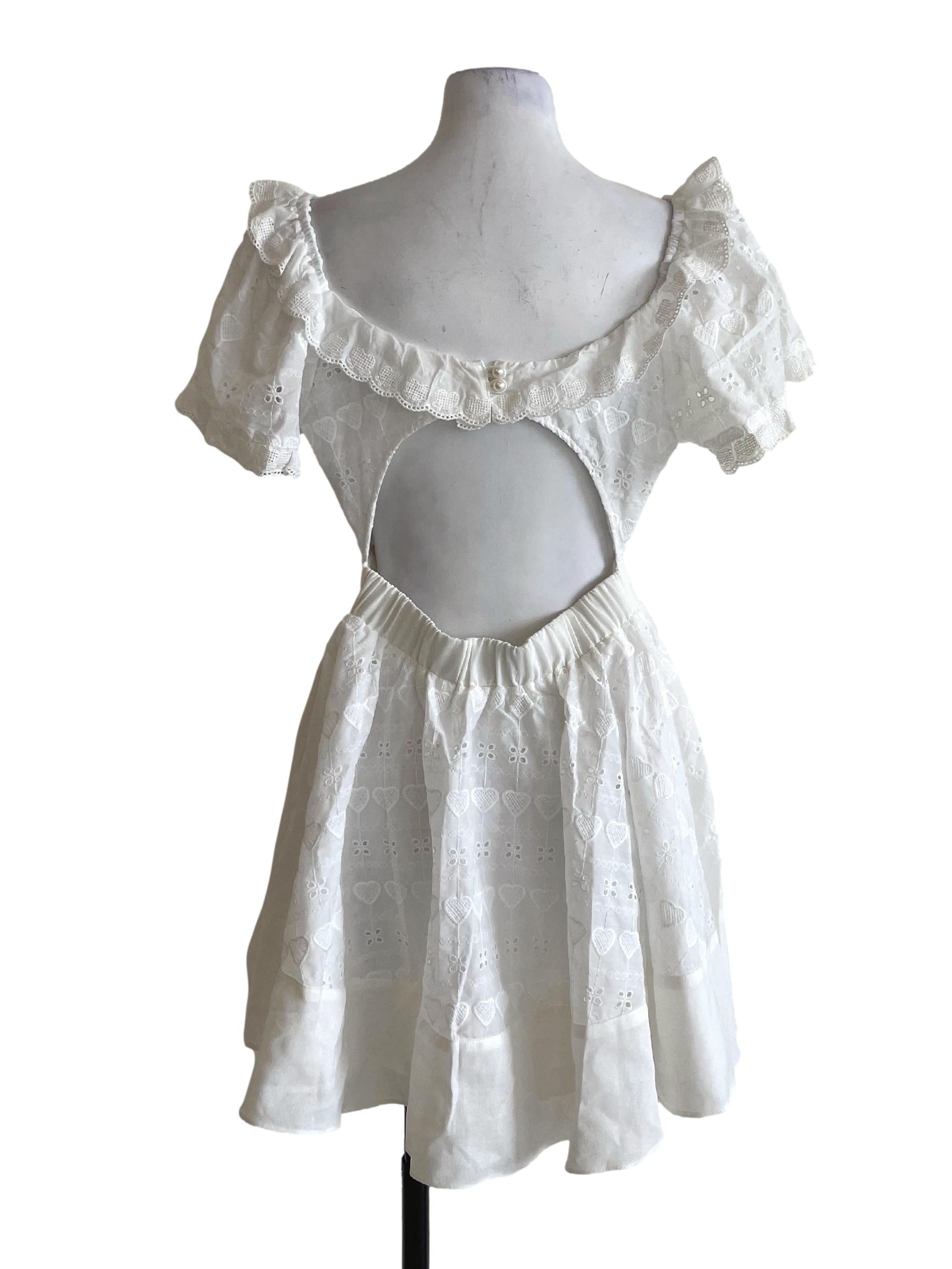 Plain White Floral Dress