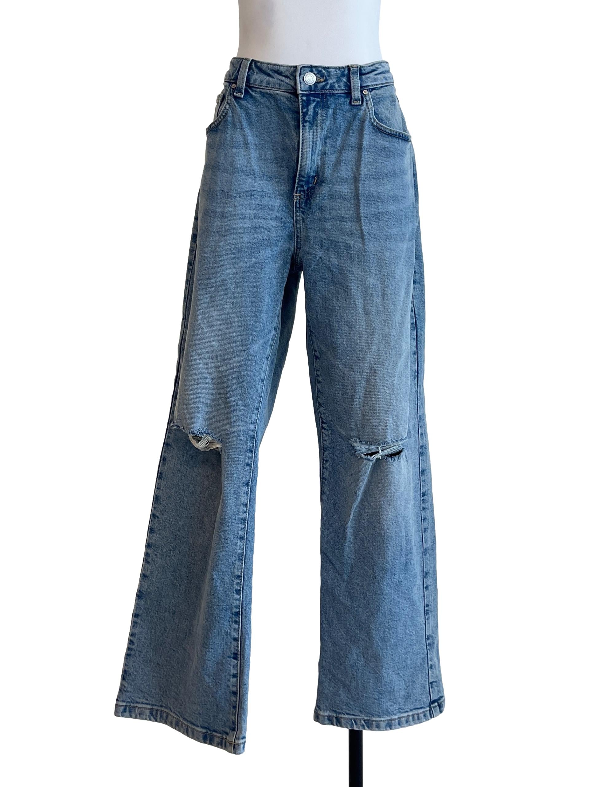 Wash Blue Slim Straight Jeans