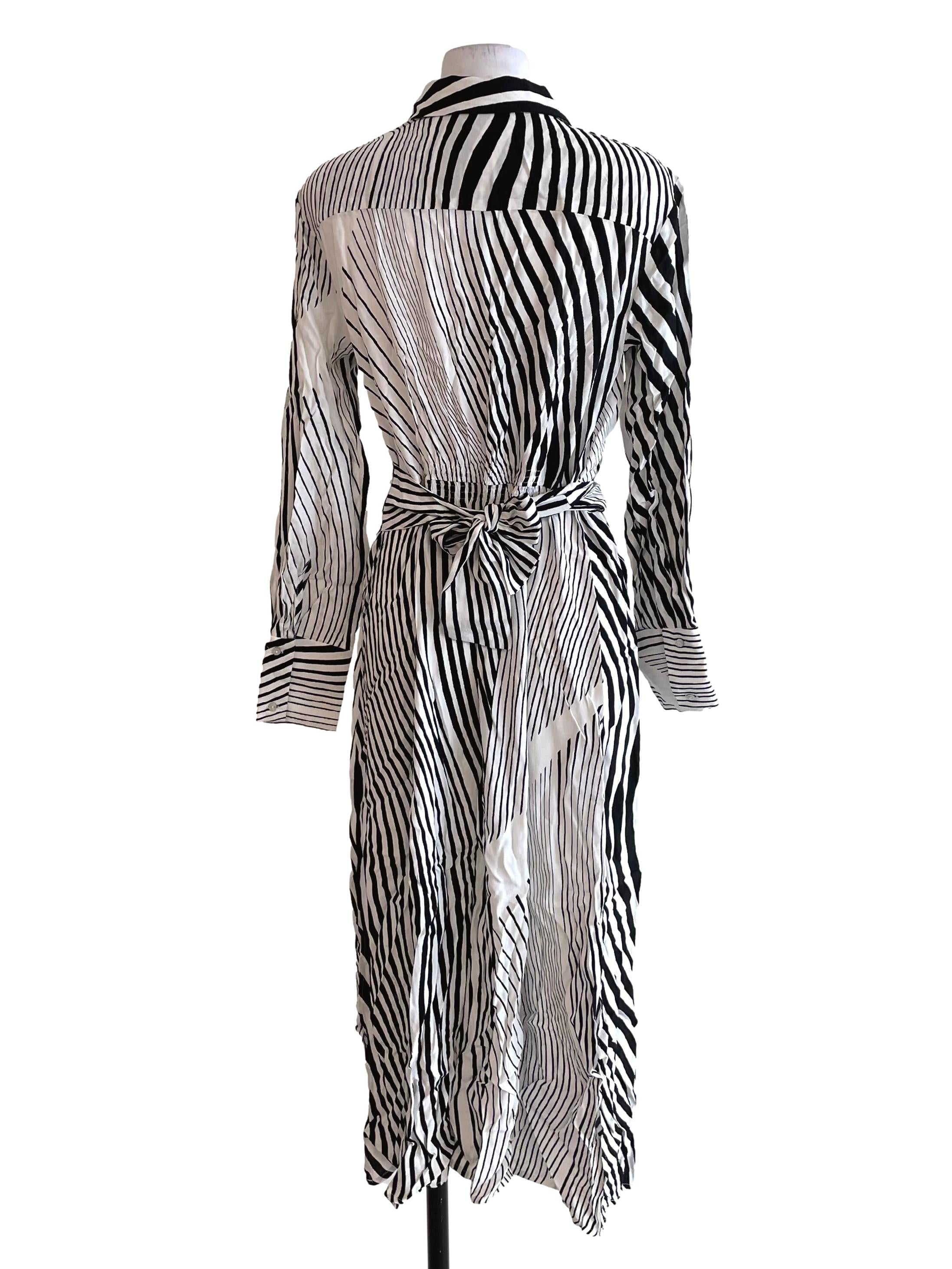 Black & White Stripe Shirt Dress