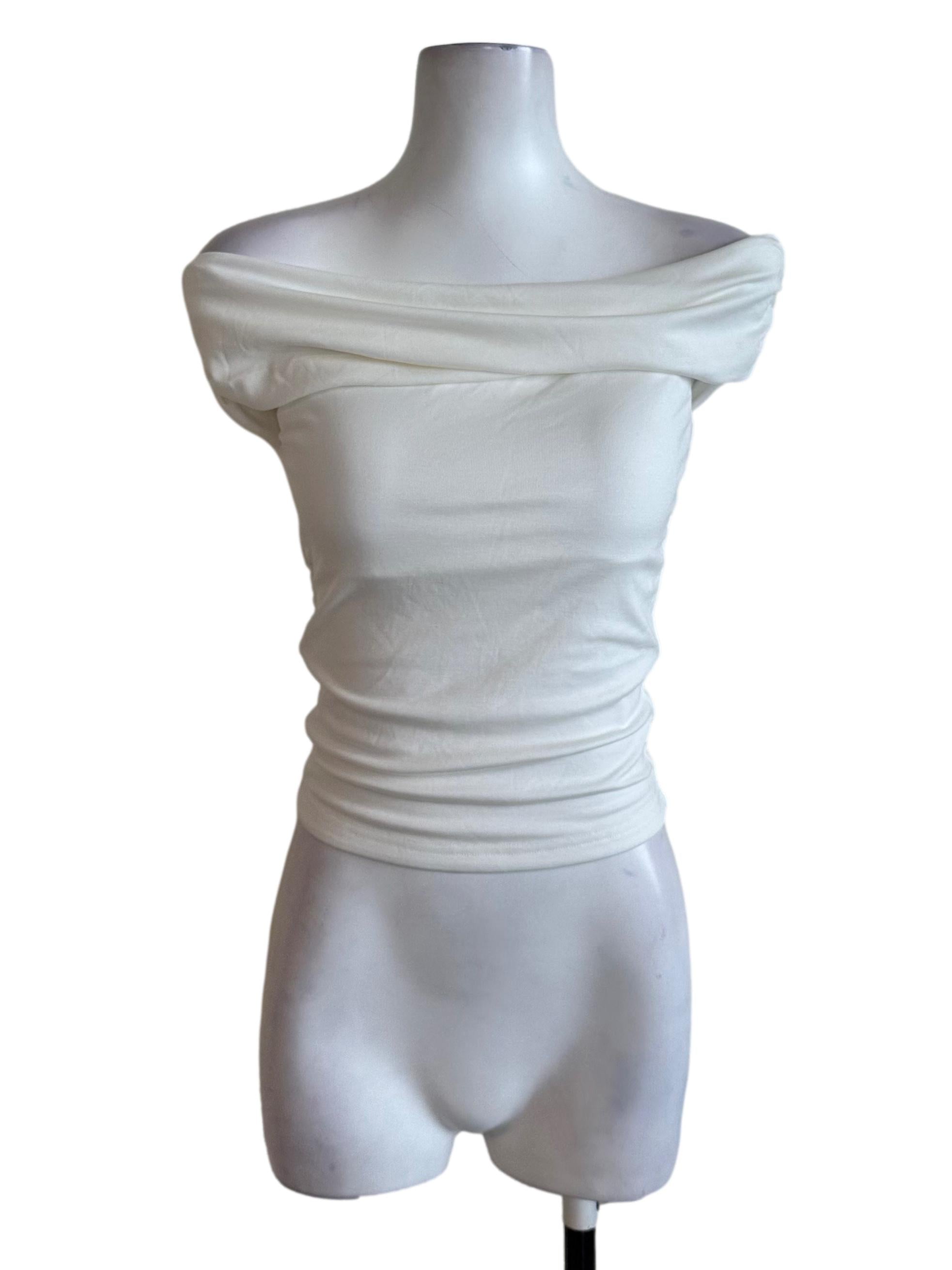 Pearl White Off Shoulder Fitted Top