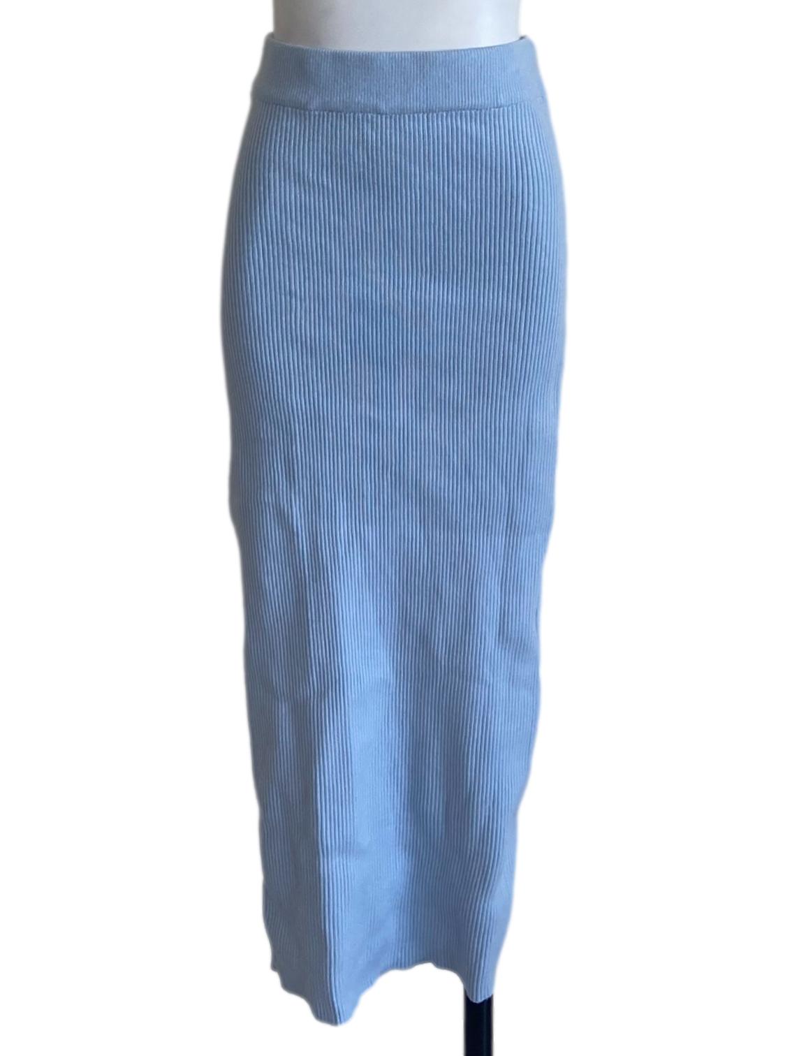 Sky Blue Pencil Slit Skirt