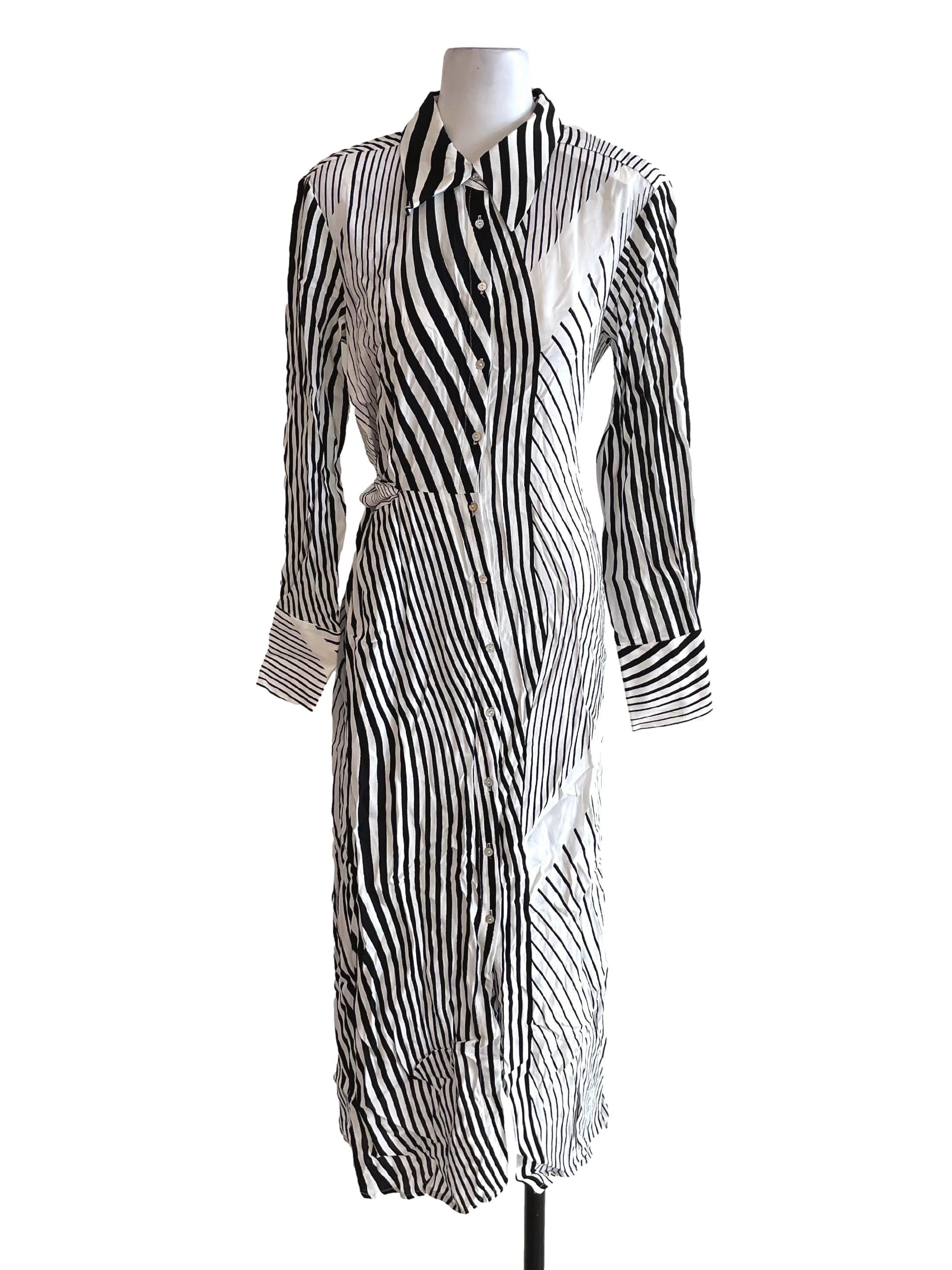 Black & White Stripe Shirt Dress