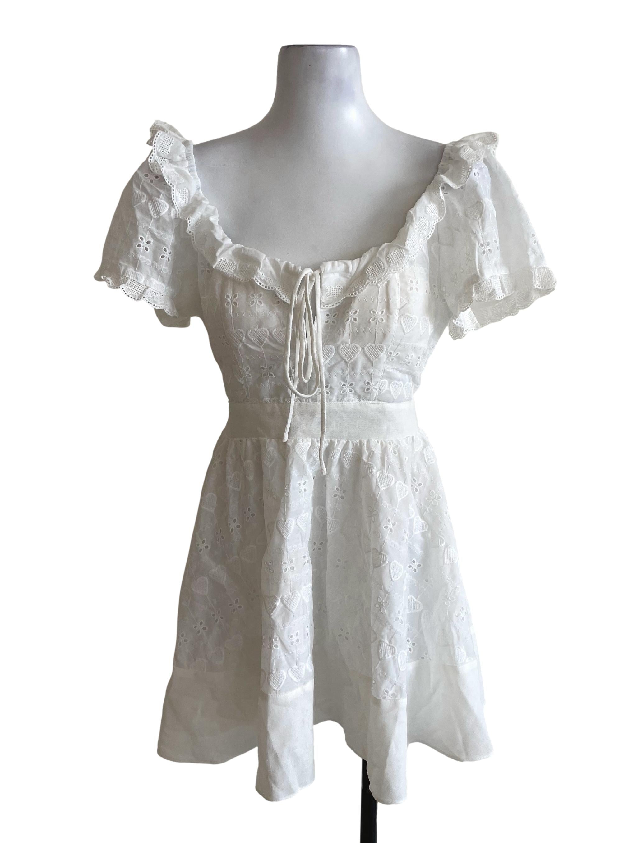 Plain White Floral Dress