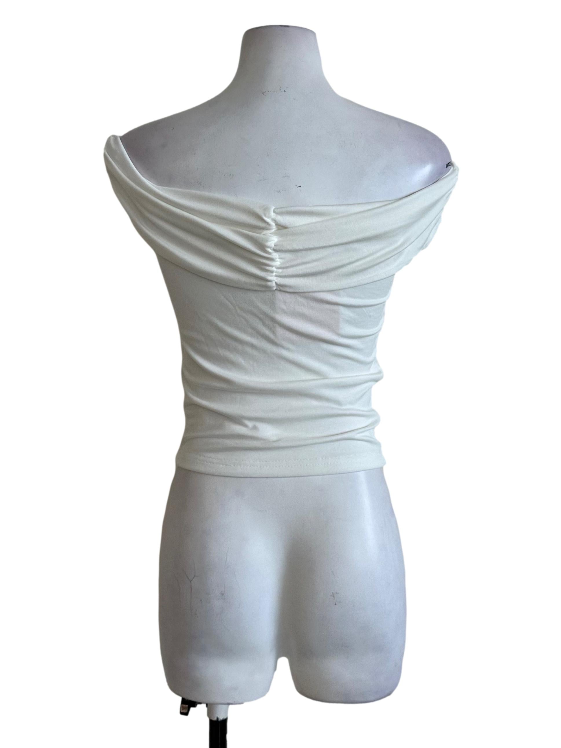 Pearl White Off Shoulder Fitted Top
