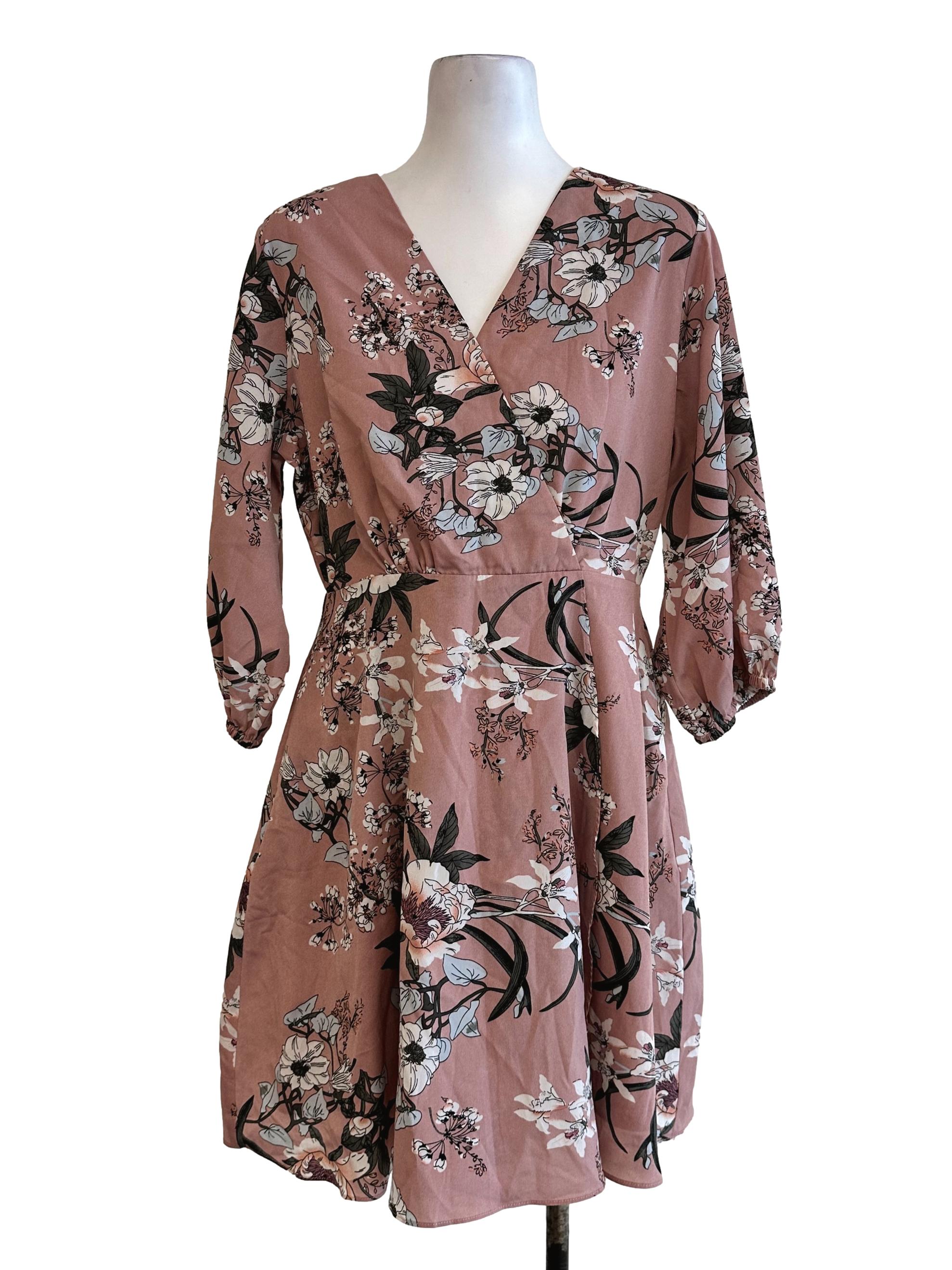 Blush Pink Flower Pattern Dress TCL