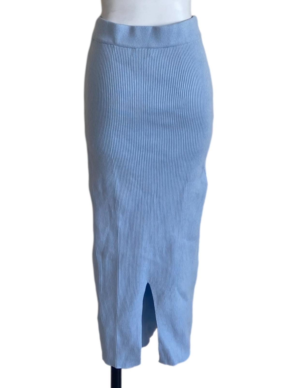 Sky Blue Pencil Slit Skirt