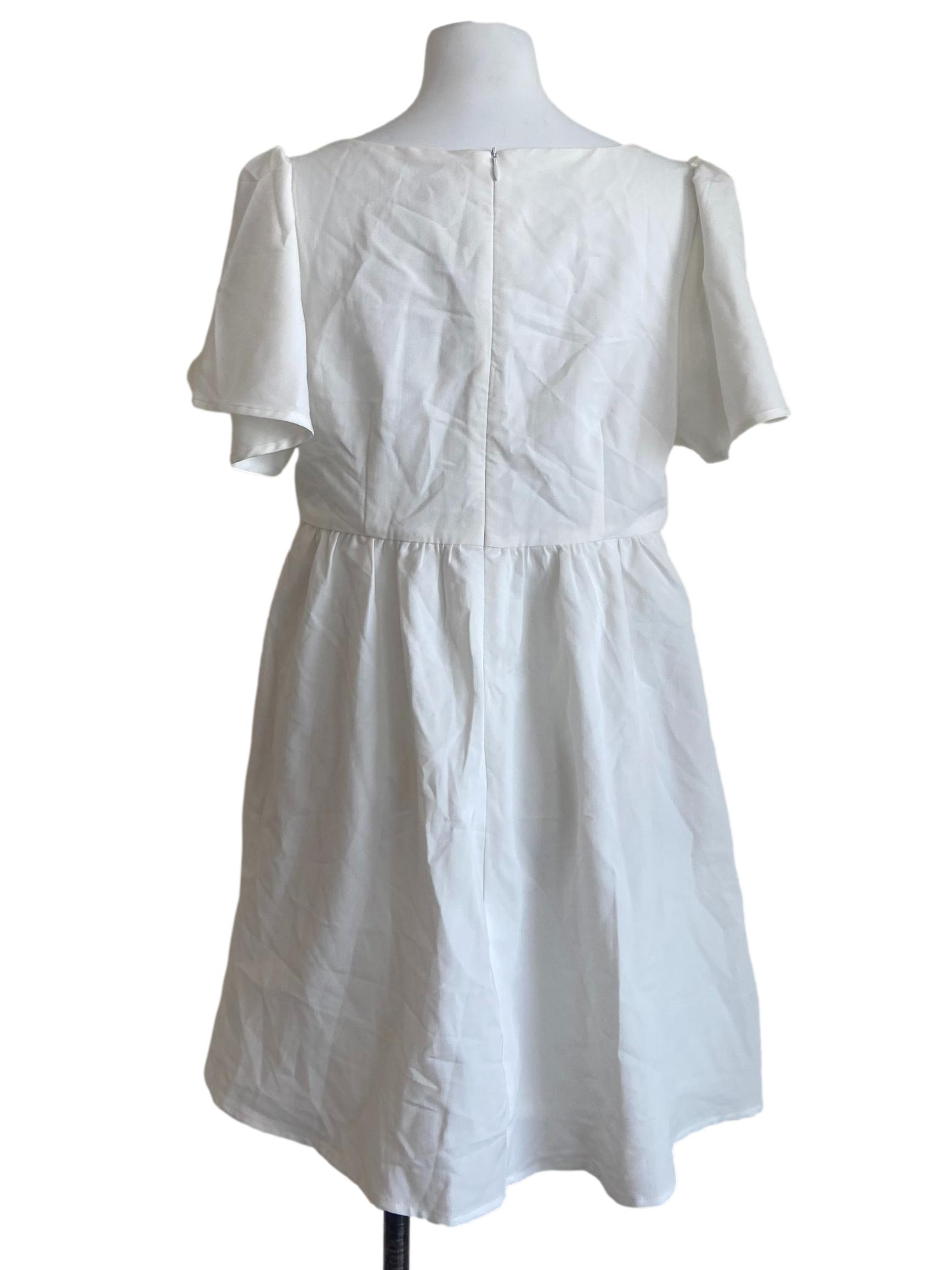 White Square Neck A-Line Dress