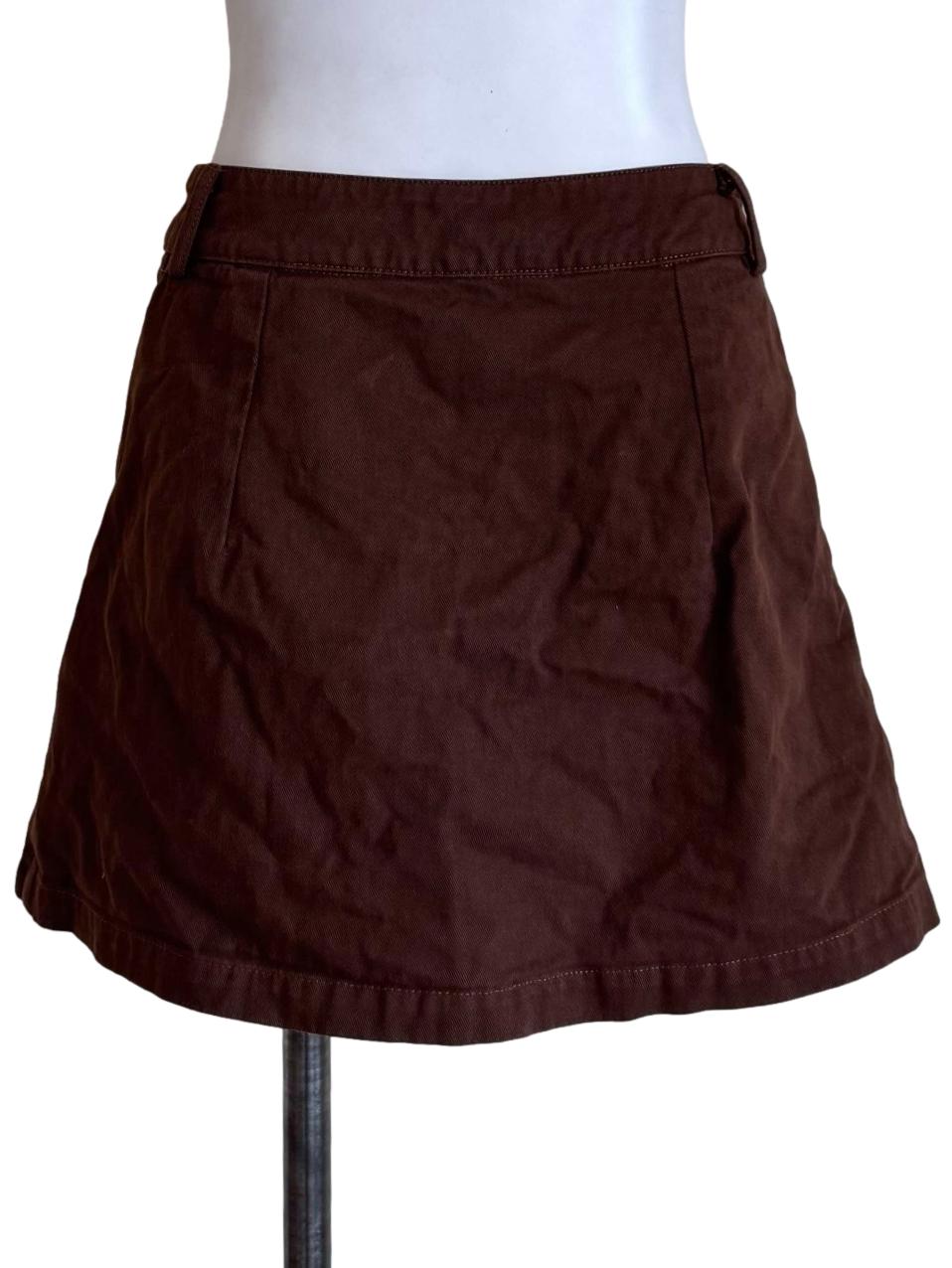 Brown Denim A-Line Mini Skirt