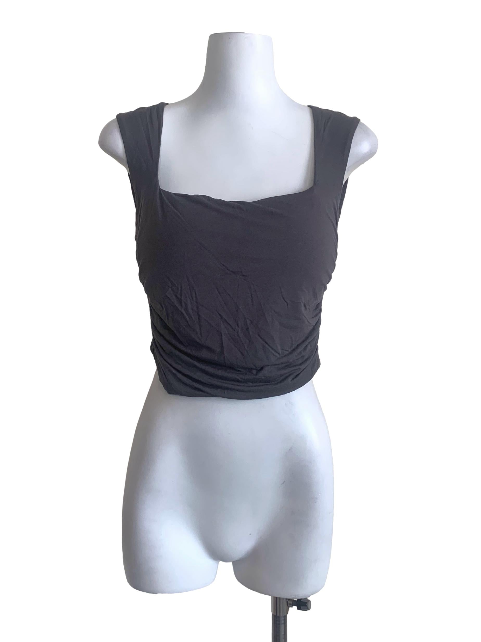 Fog Grey Square Neck Crop Top