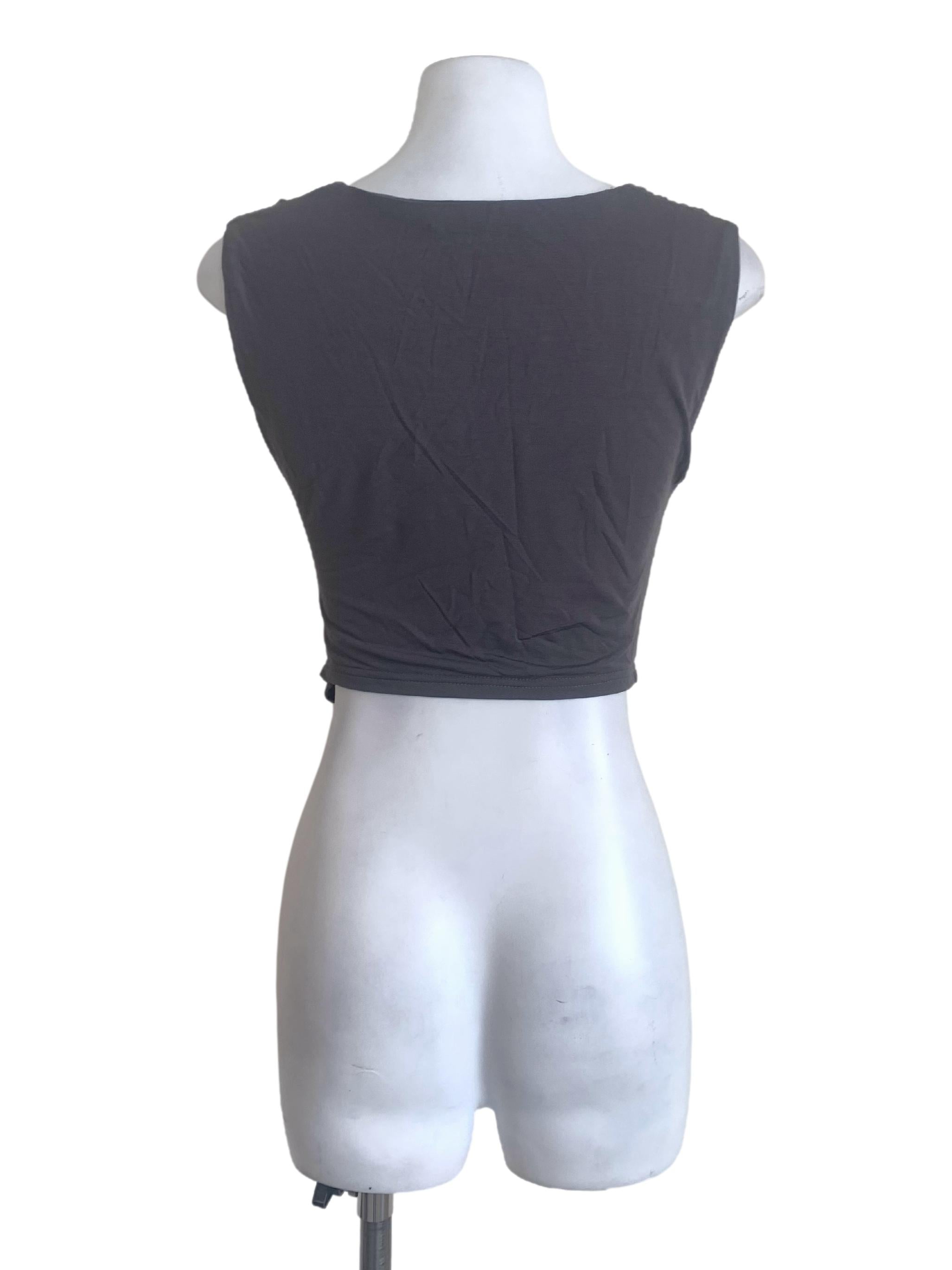 Fog Grey Square Neck Crop Top