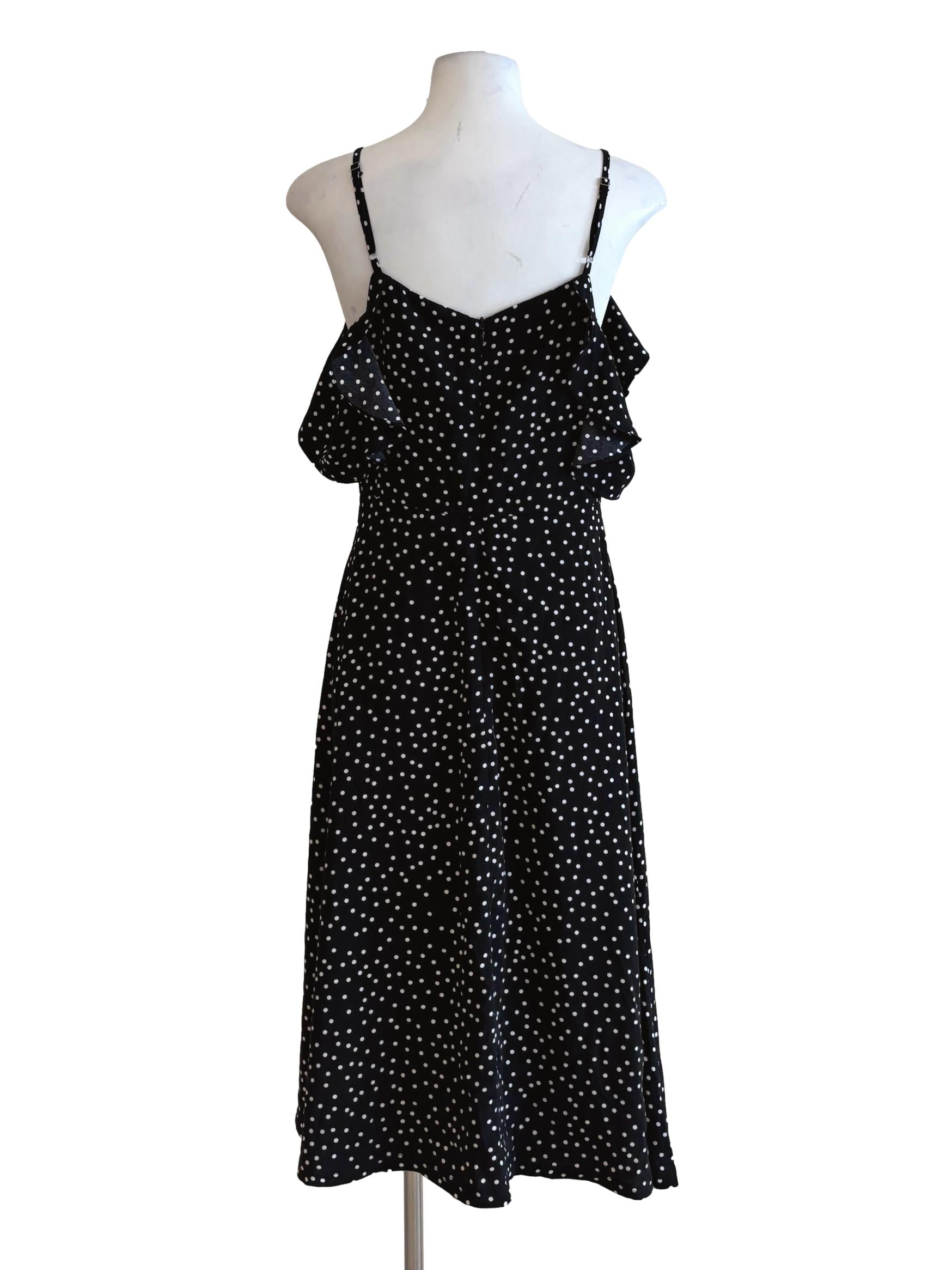 Soft Black Spaghetti Strap Polka Dot Dress