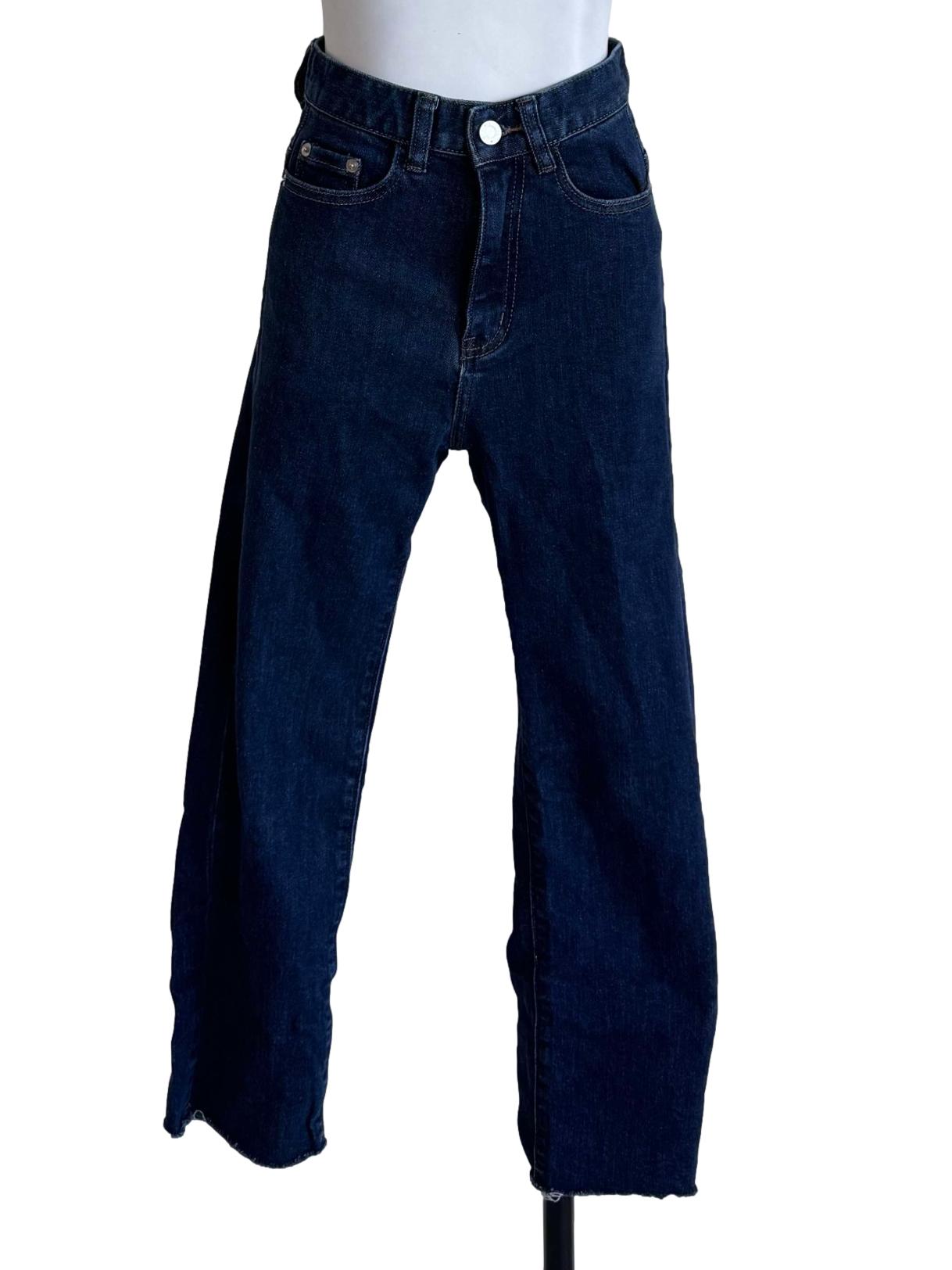 Dark Blue Straight Leg Cropped Jeans