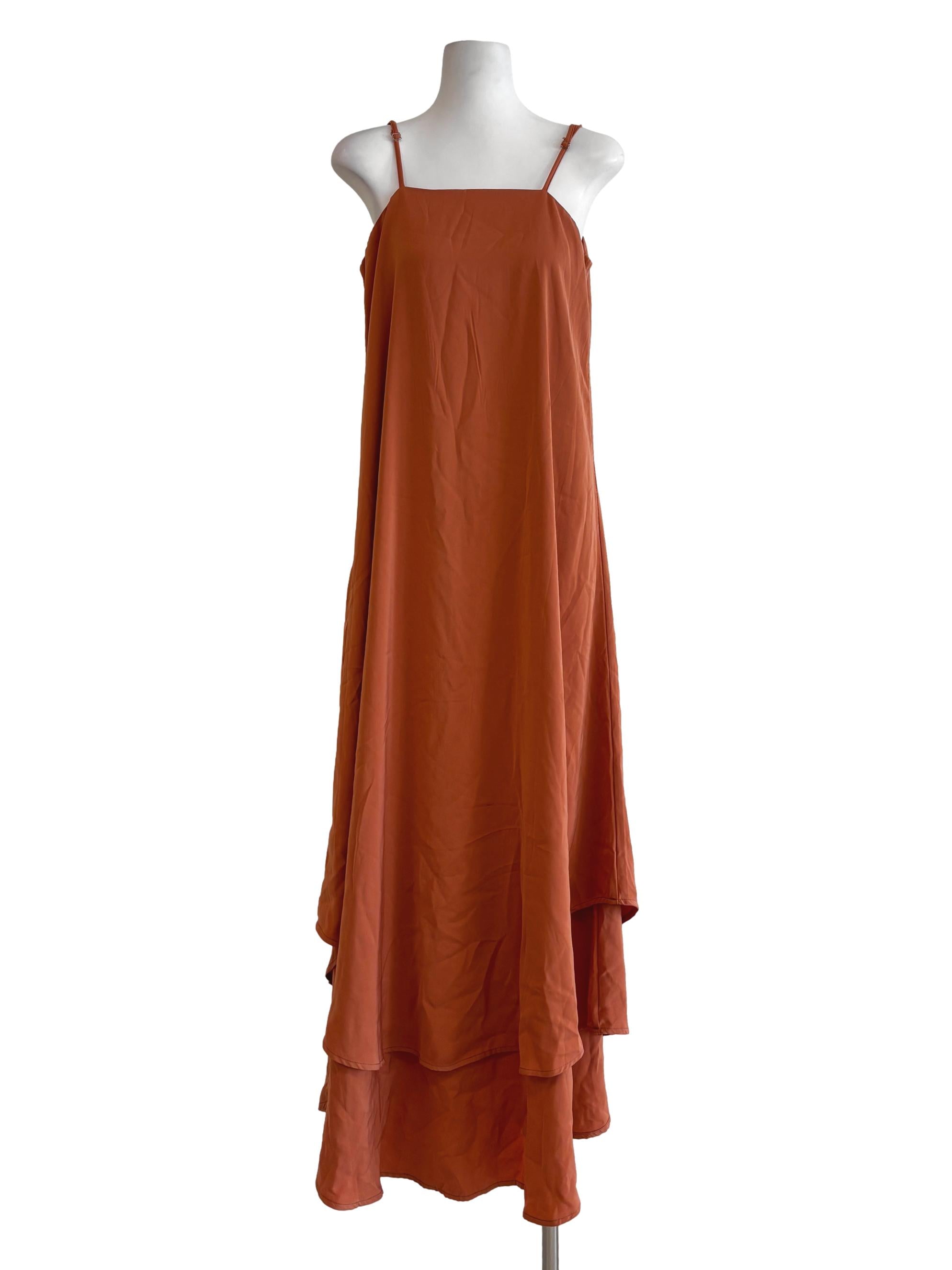 Cinnamon Spaghetti Strap Layered Dress YHF