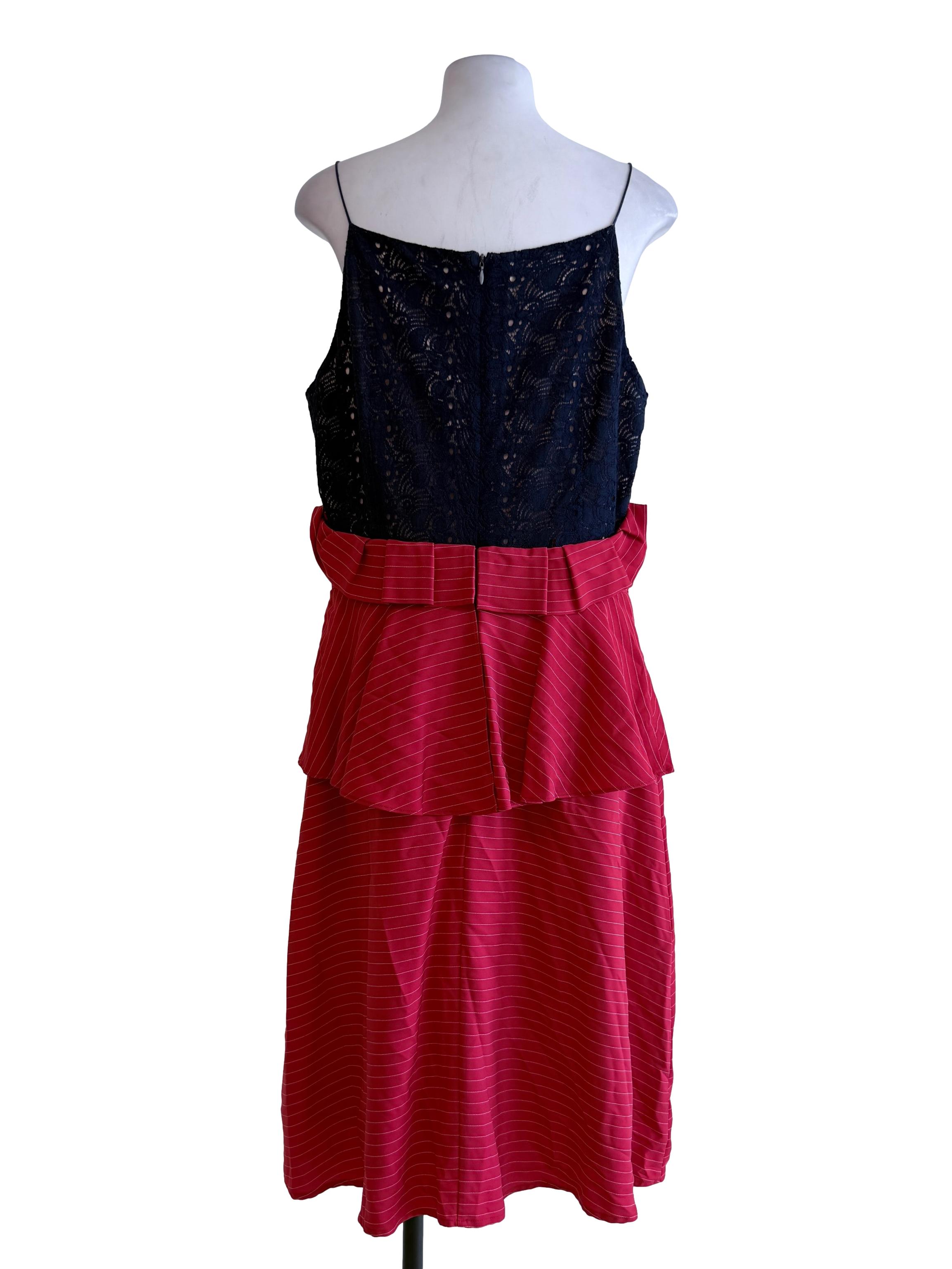 Red Strips Dual Color Ruffle Dress