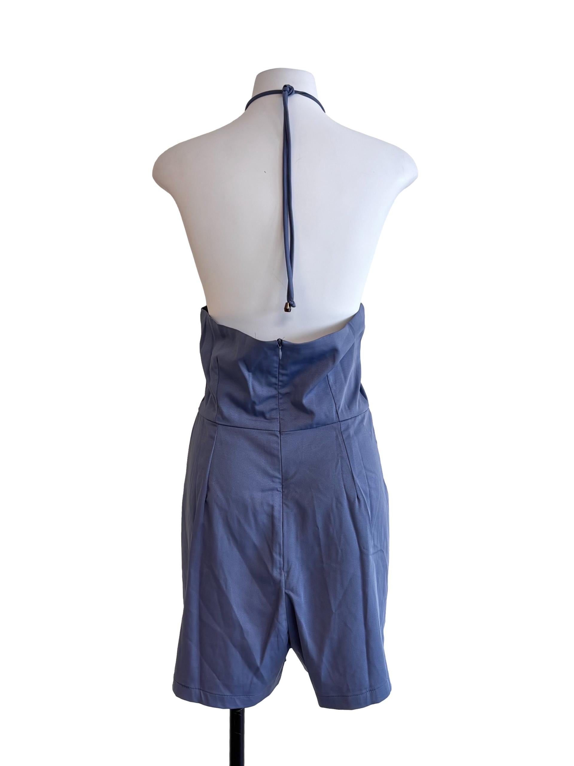 Aegean Blue Halter Tie Strap Romper