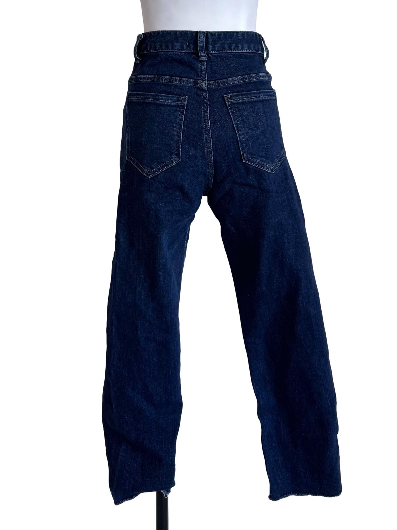 Dark Blue Straight Leg Cropped Jeans