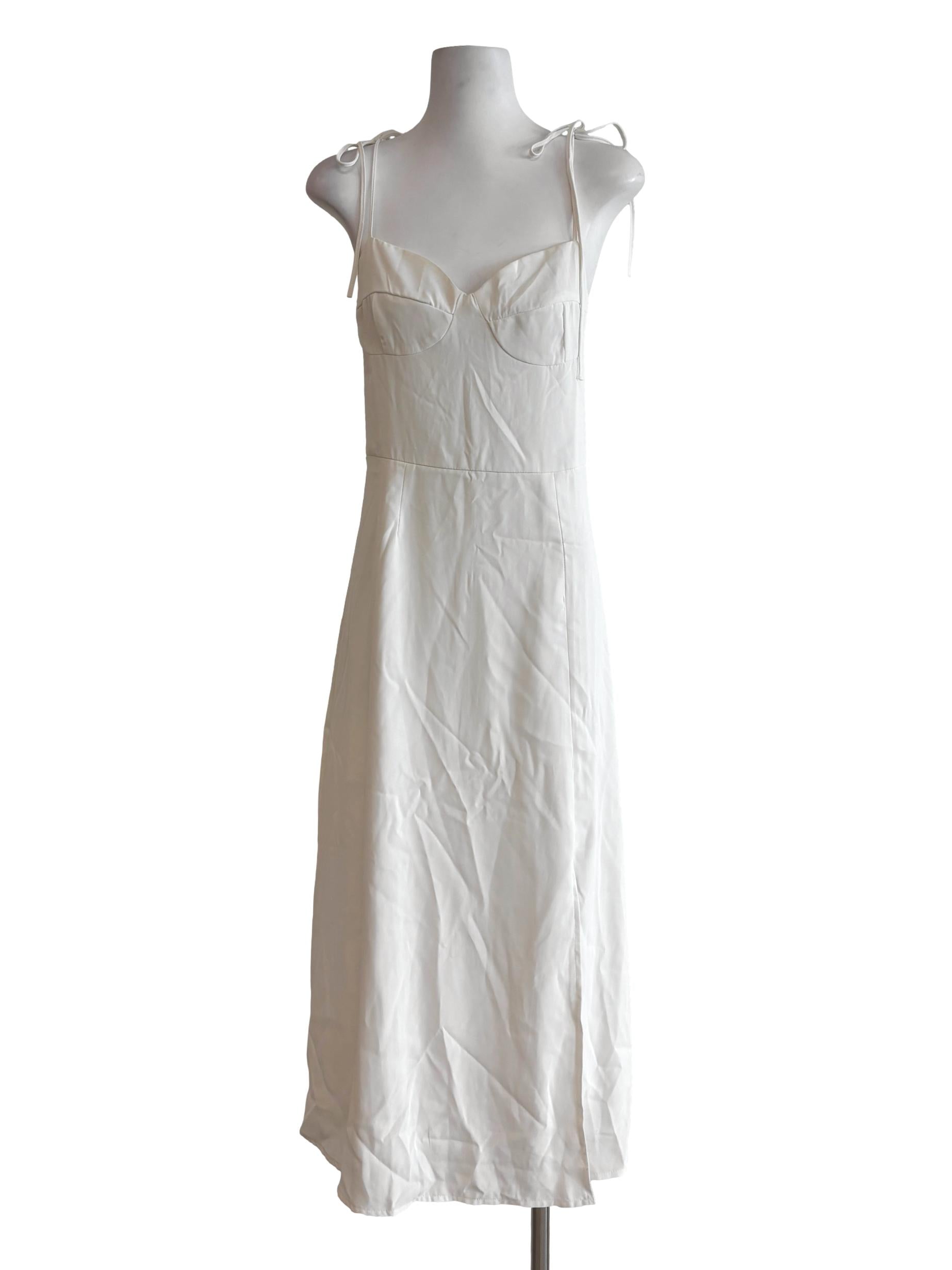 Ivory White Tie Strap Slip Dress