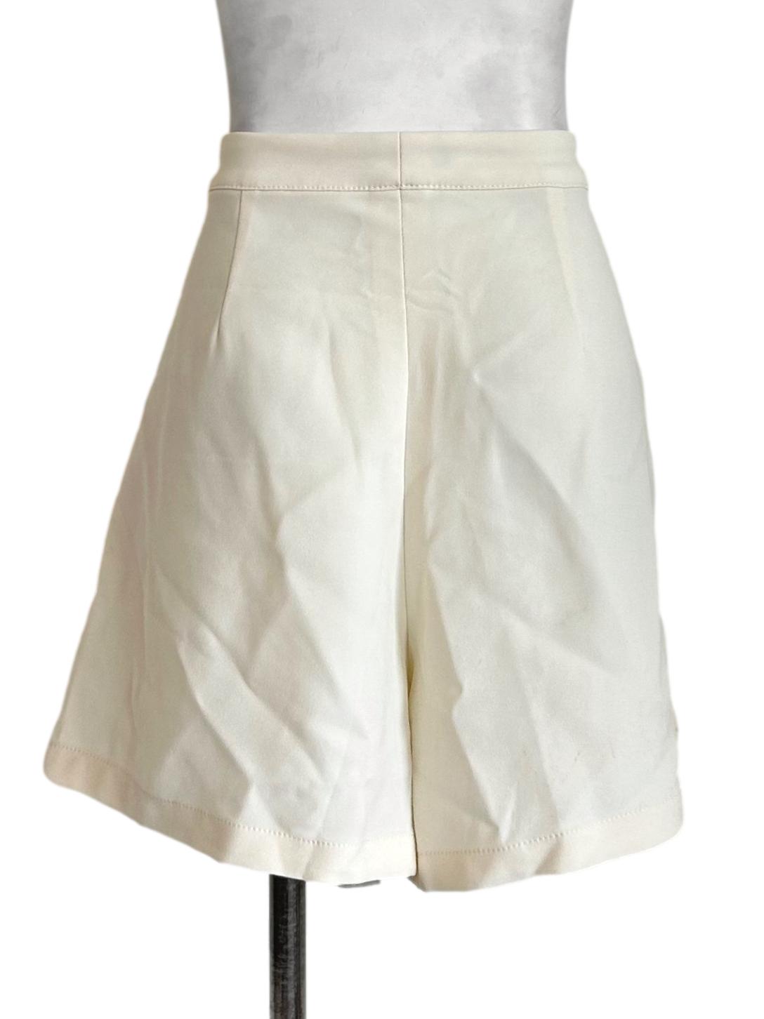 Cream White Pleated Tailored Shorts