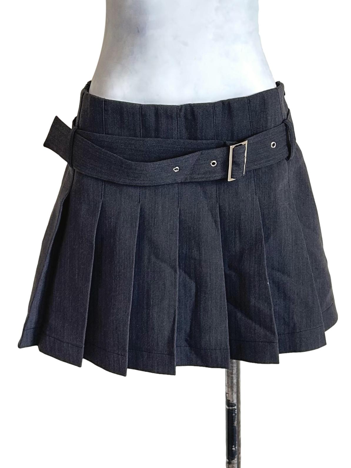 Charcoal Grey Pleated Belted Skorts