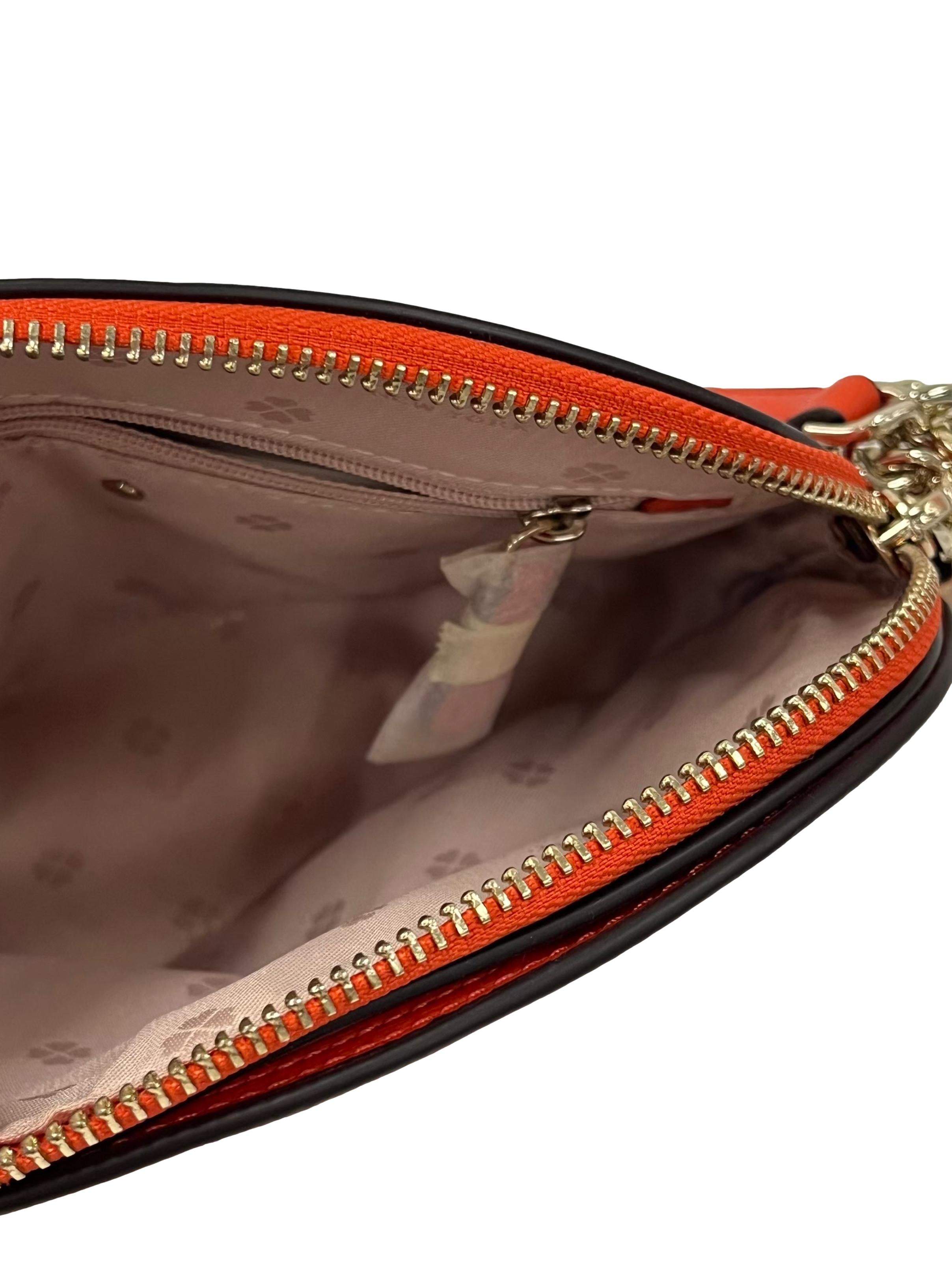 Orange Leather Spencer Striper Small Dome Crossbody Bag CSN