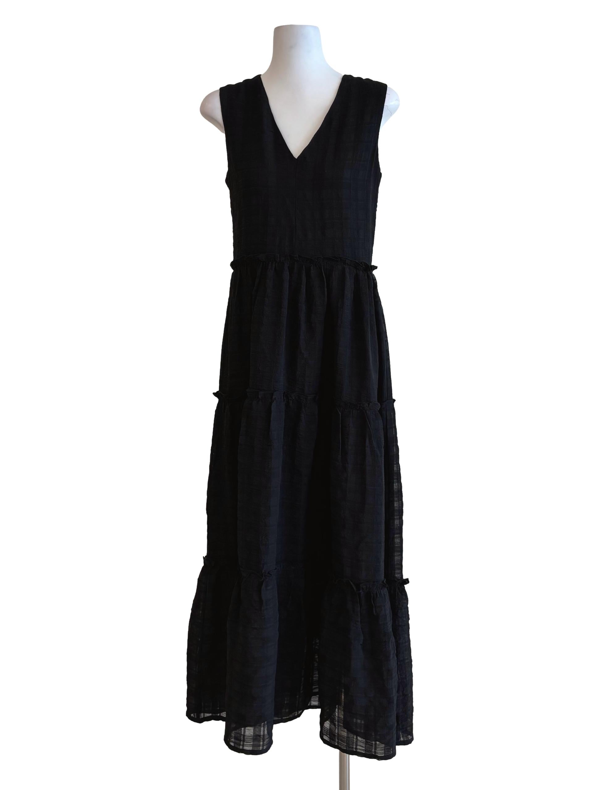 Soft Black V-Neck Sleeveless Dress