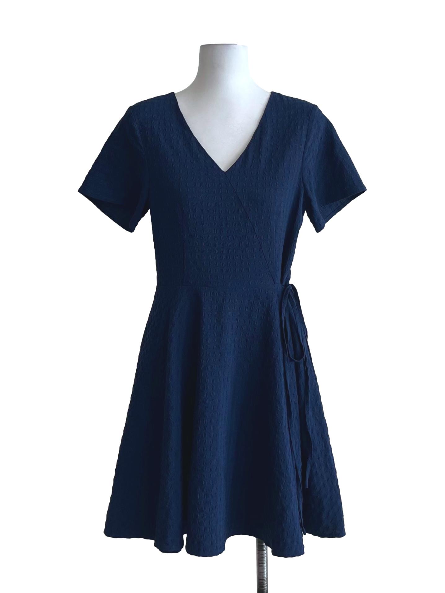 Navy Blue V-Neckline Empire Dress