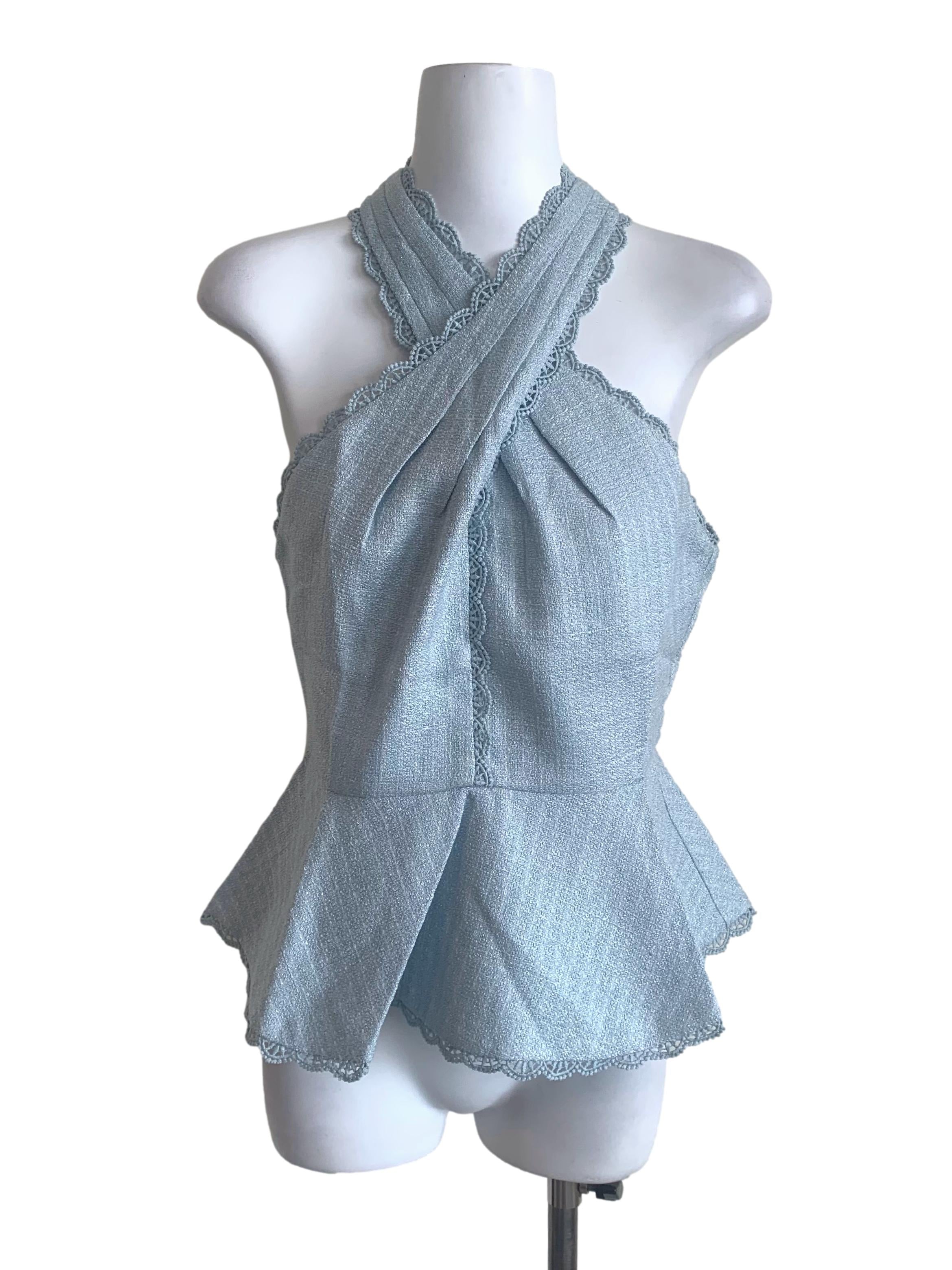 Light Blue Halter Neck Top