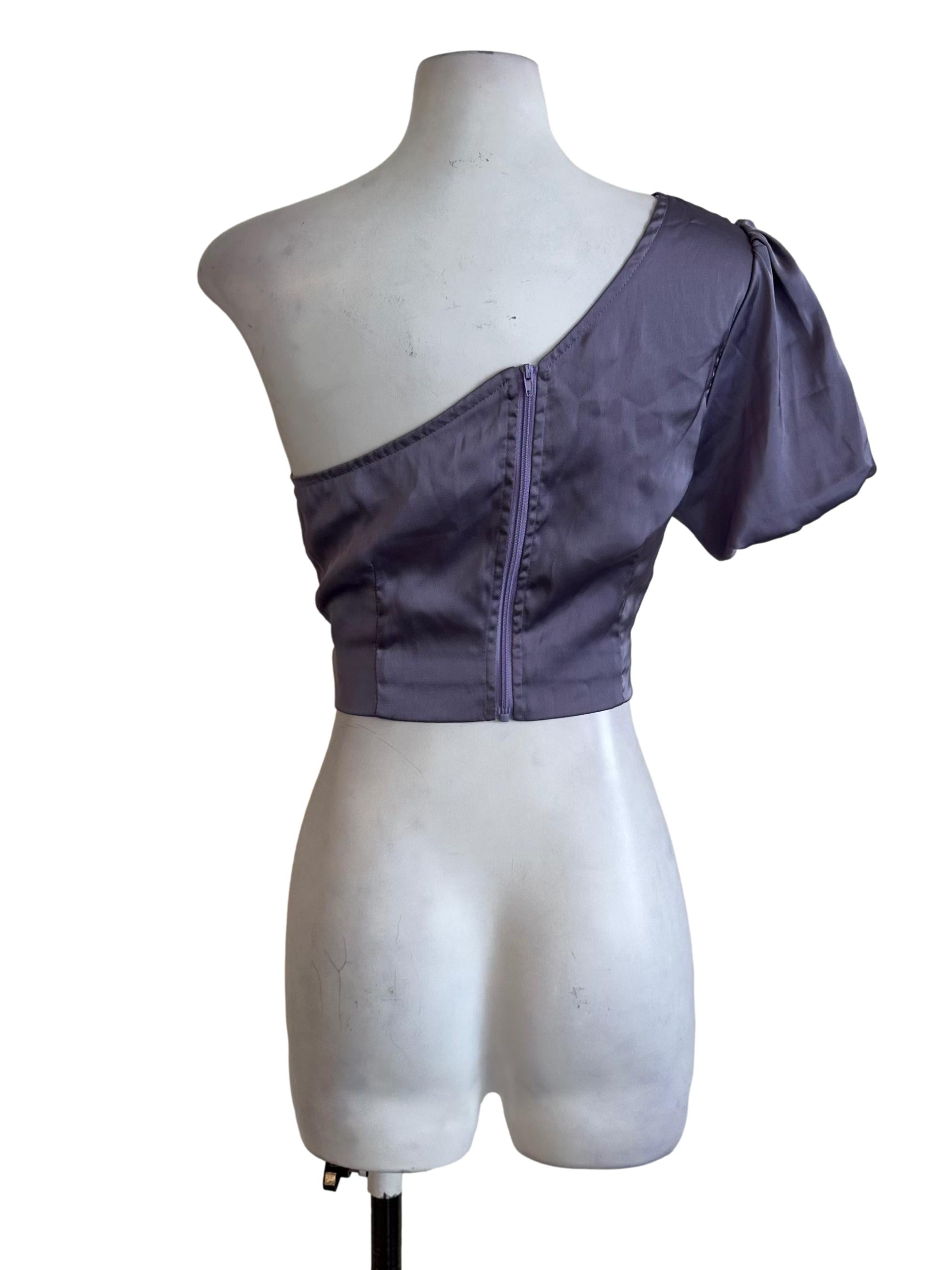 Lilac Purple Asymmetric Front Tie Top