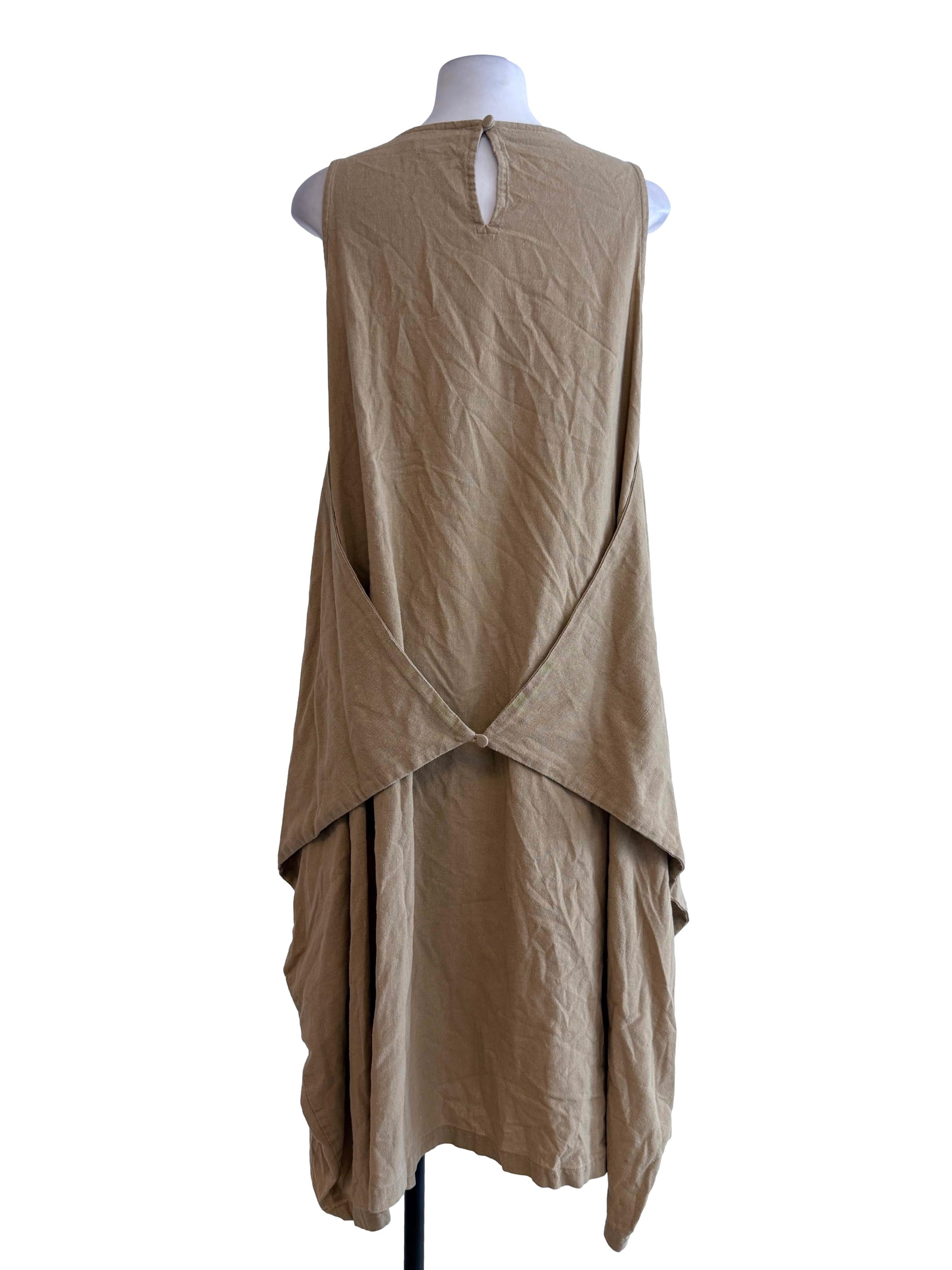 Brown Plain Baggy Midi Dress