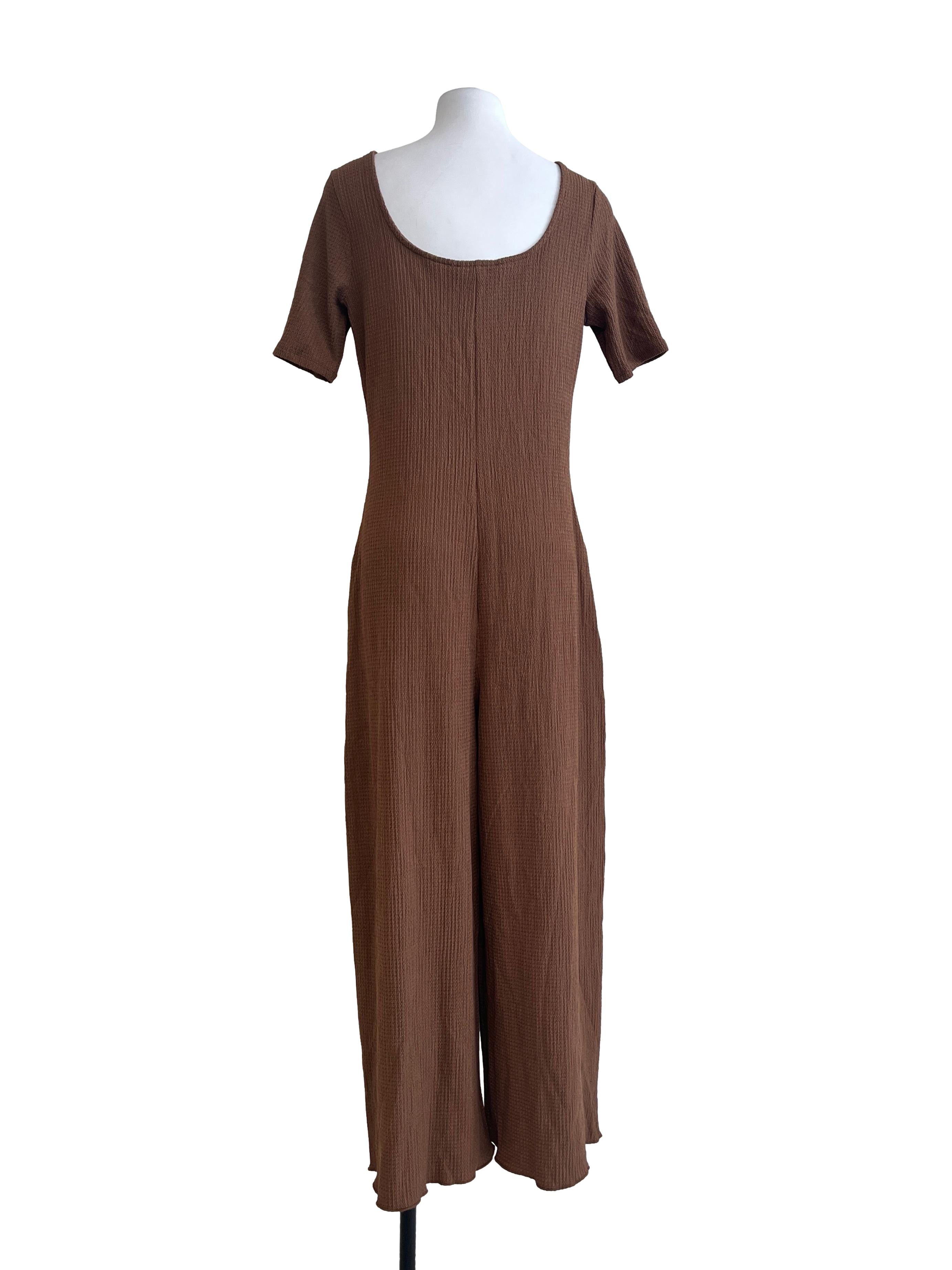 Tawny Brown Short Sleeve Jumpsuit