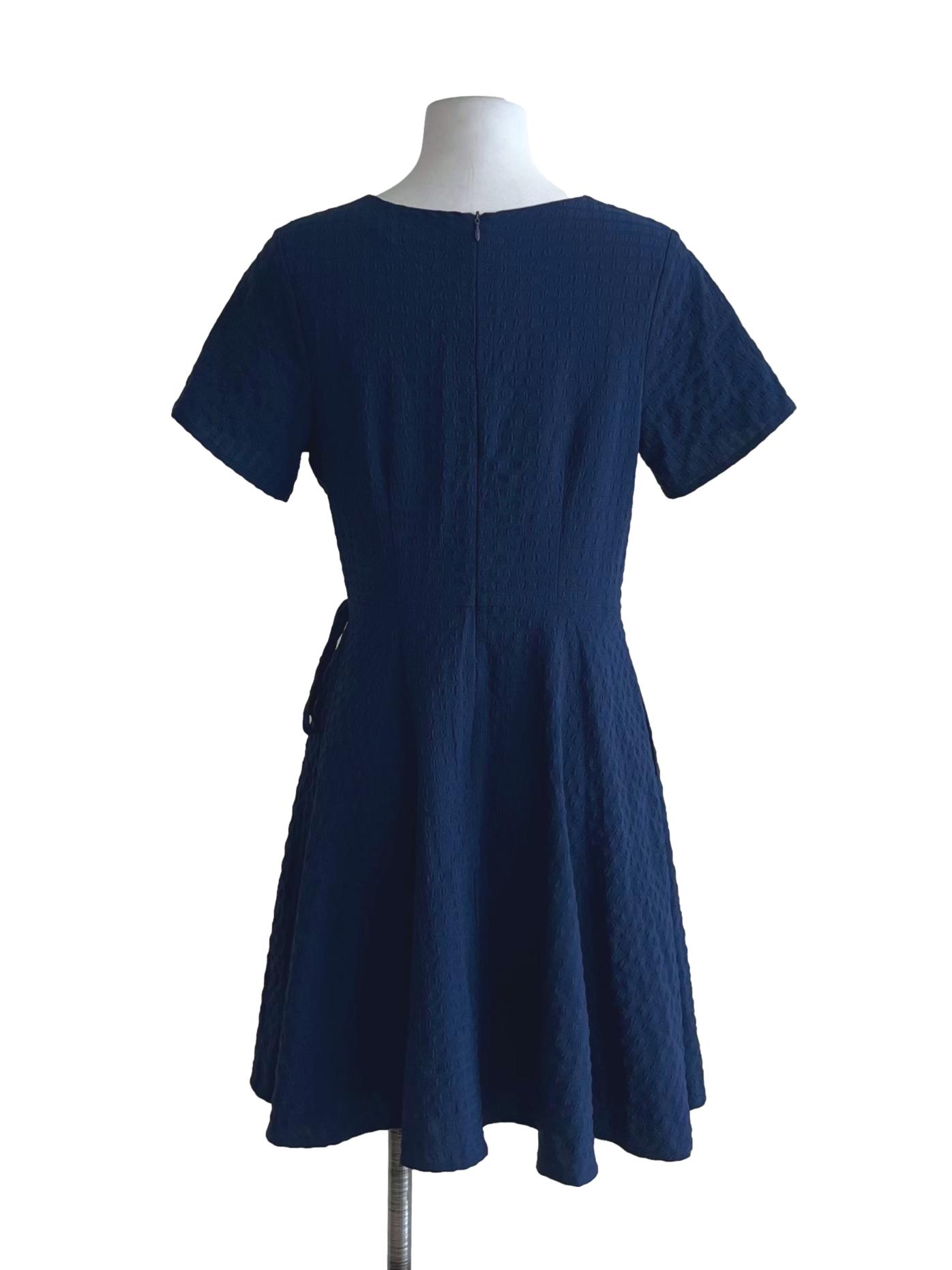 Navy Blue V-Neckline Empire Dress