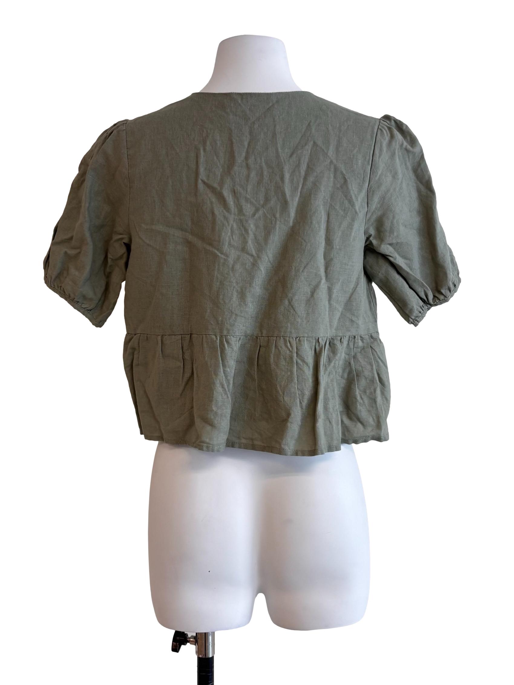 Moss Green V Neck Crop Top
