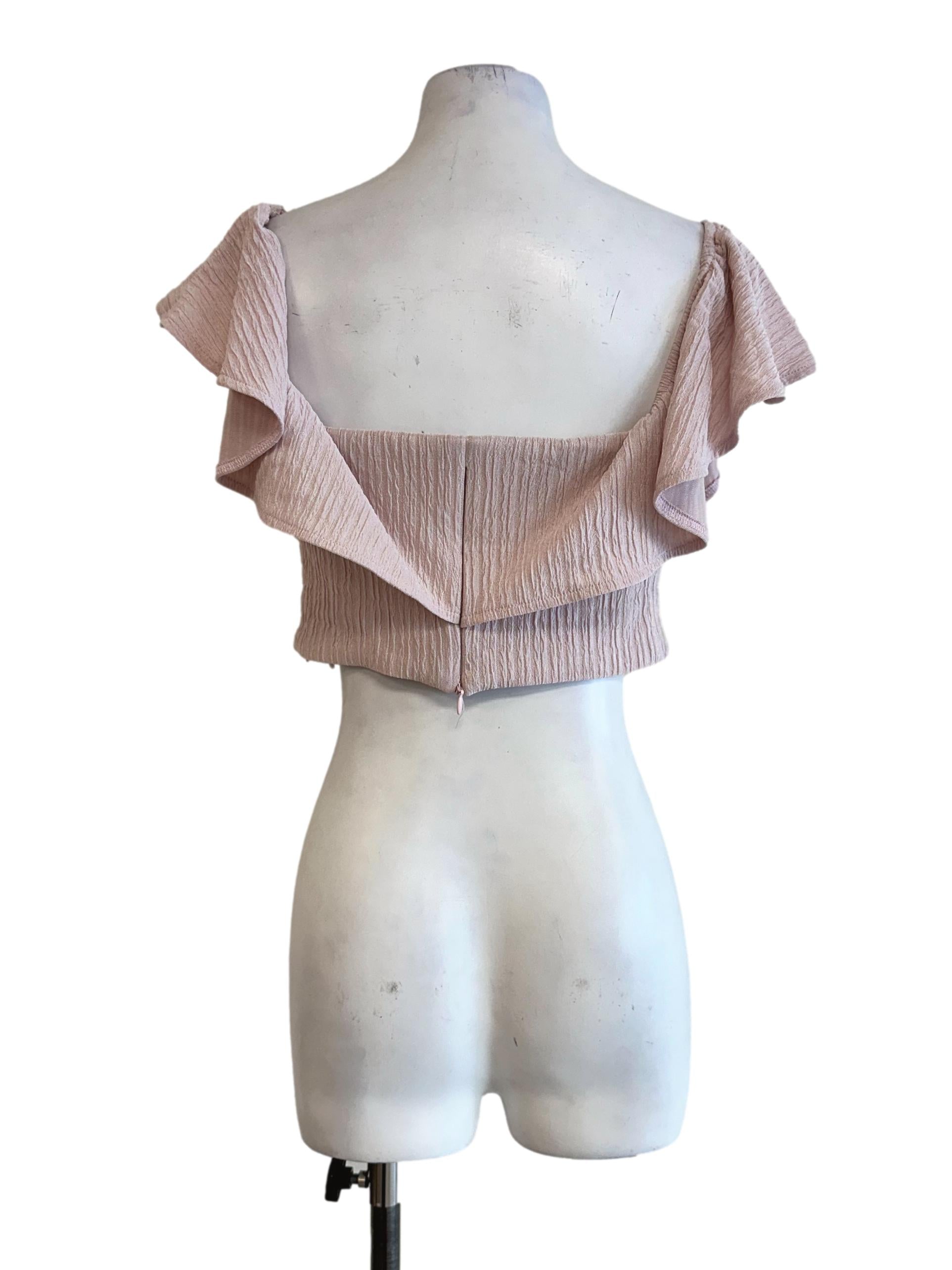 Flamingo Pink Padded Textured Crop Top