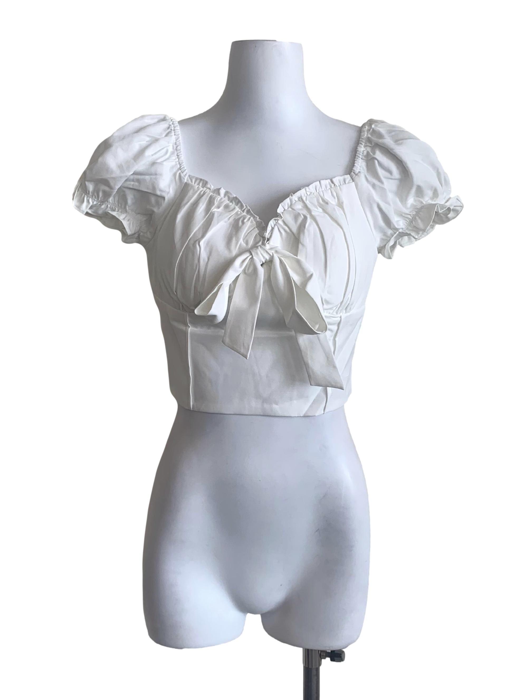 Chiffon White Smocked Top