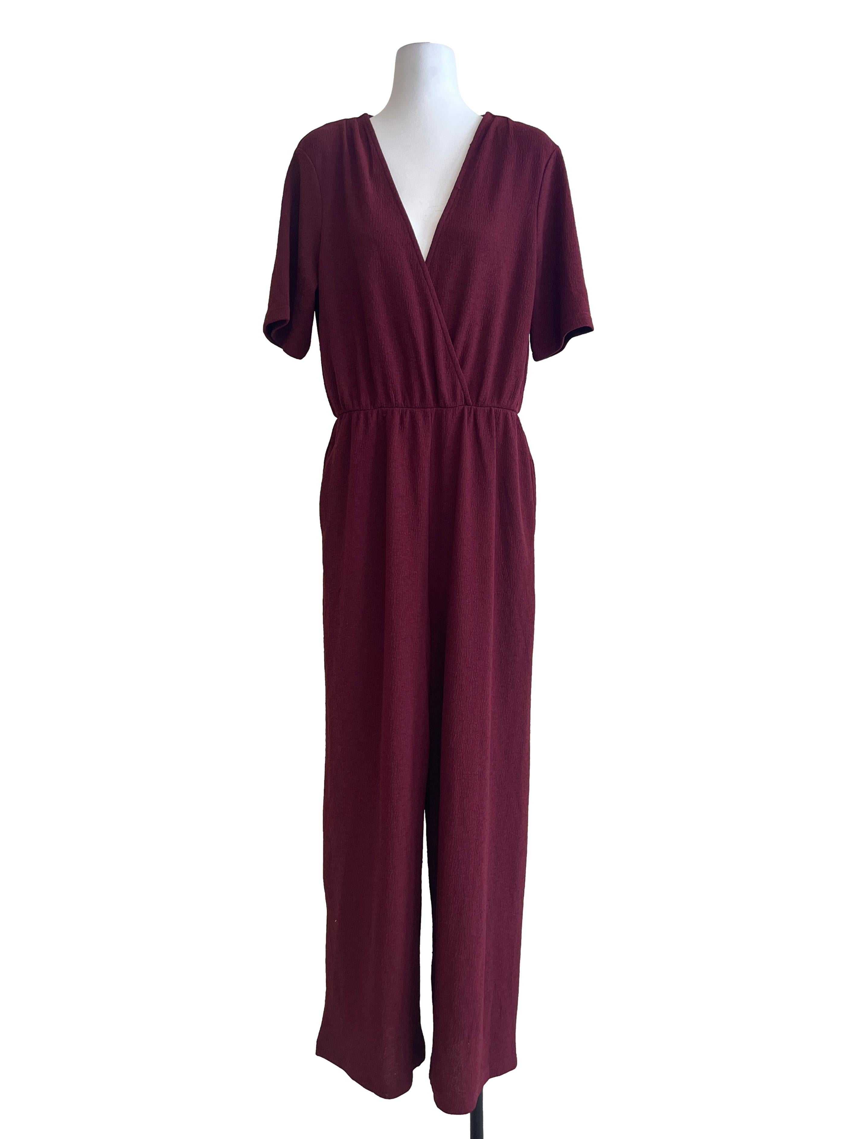 Ruby Red V-Neck Wrap Jumpsuit