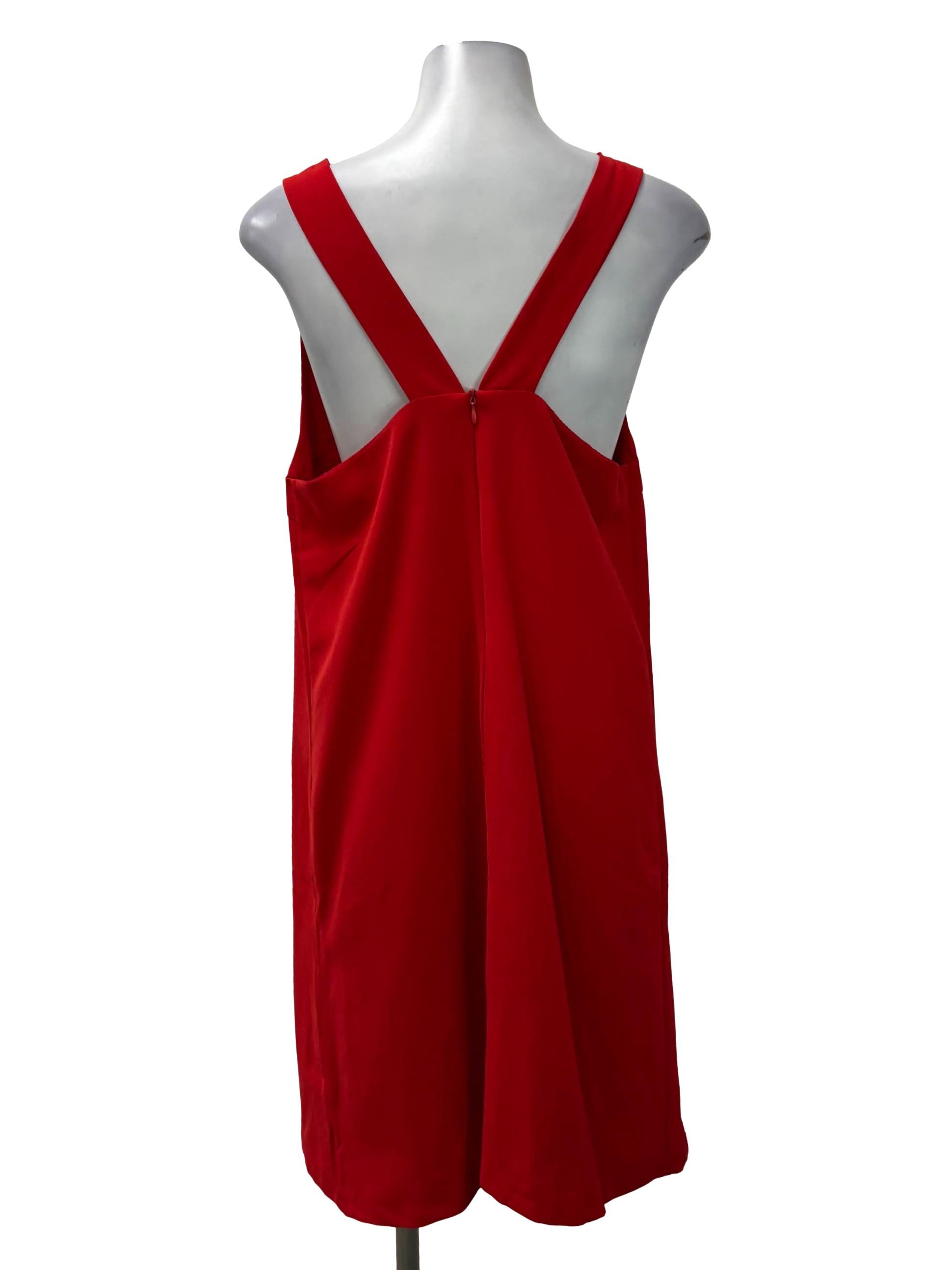 Bright Red Scoop Cross Back Midi Dress